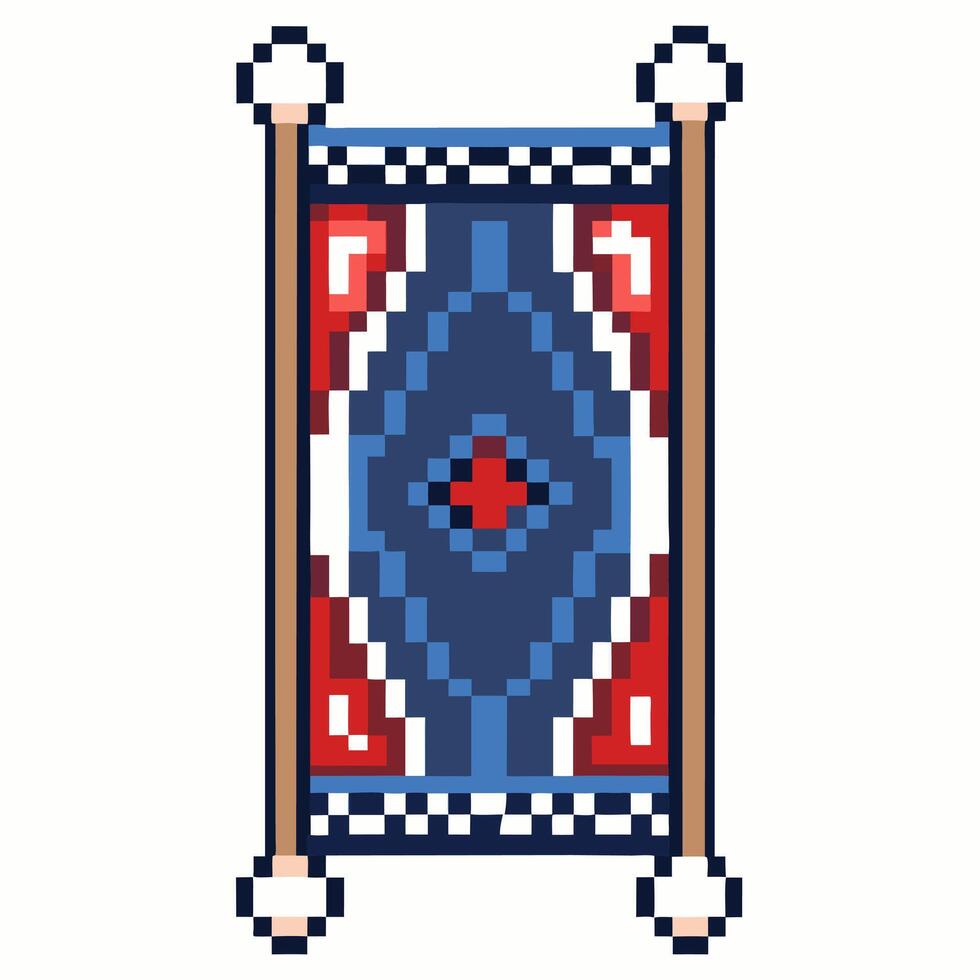 Pixel Art Decorative Rug with Geometric Pattern vector
