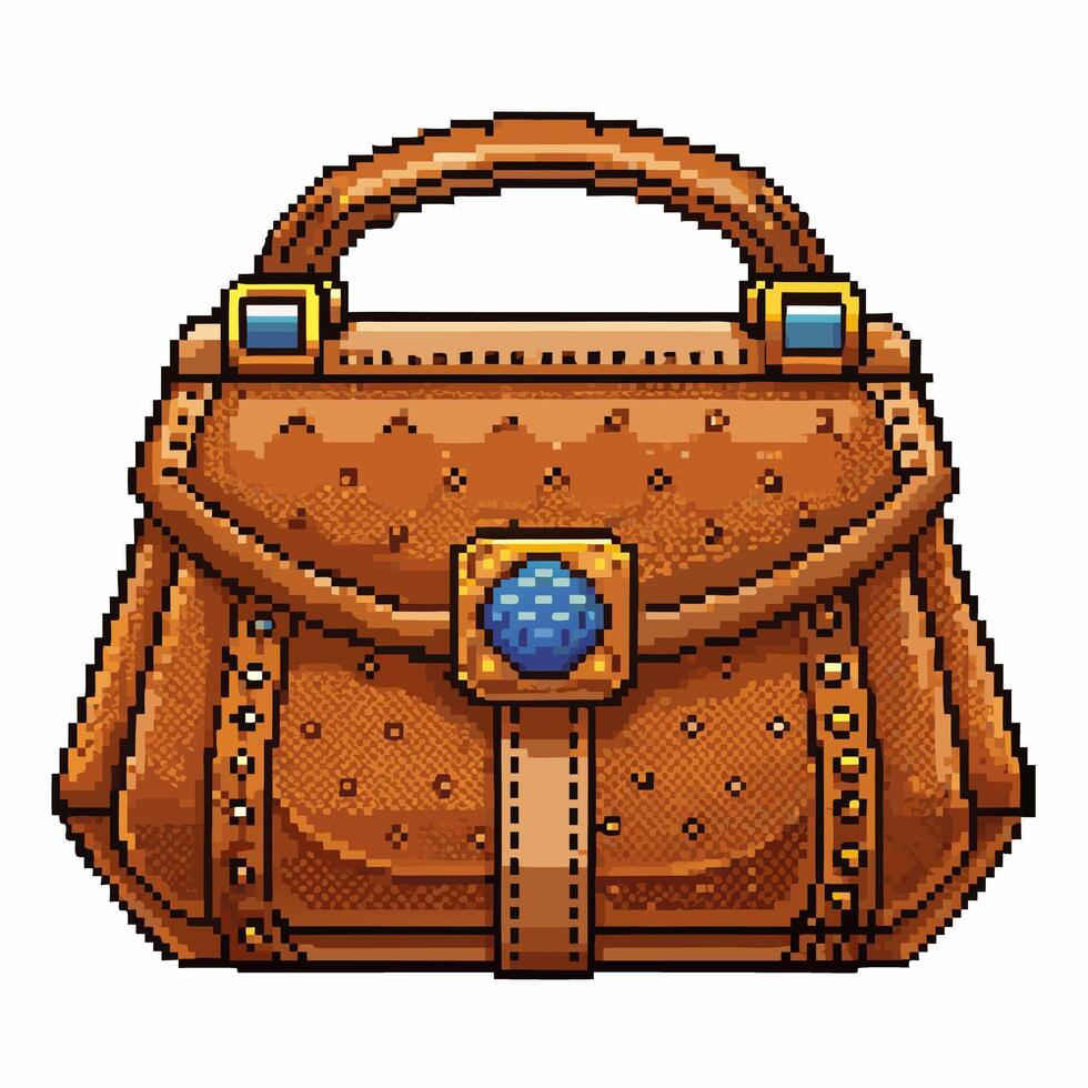 Vintage Pixel Art Handbag Illustration in Retro Game Style vector