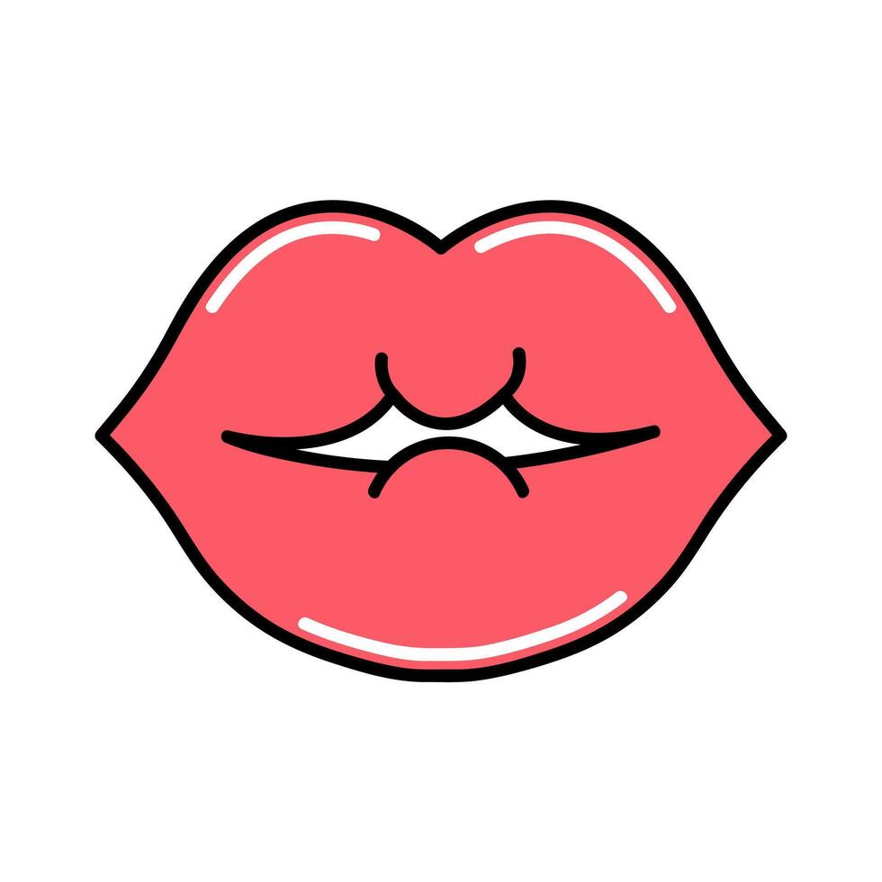 Pink lips. Retro illustration isolated on white background vector