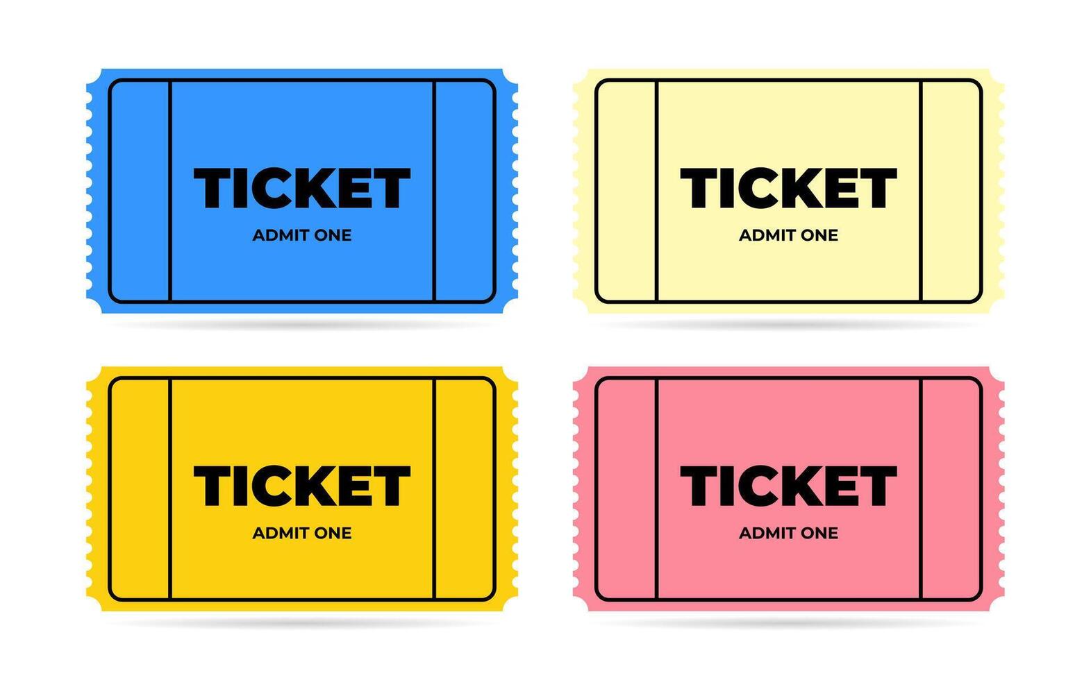 Color simple ticket template set. illustration collection on white background vector