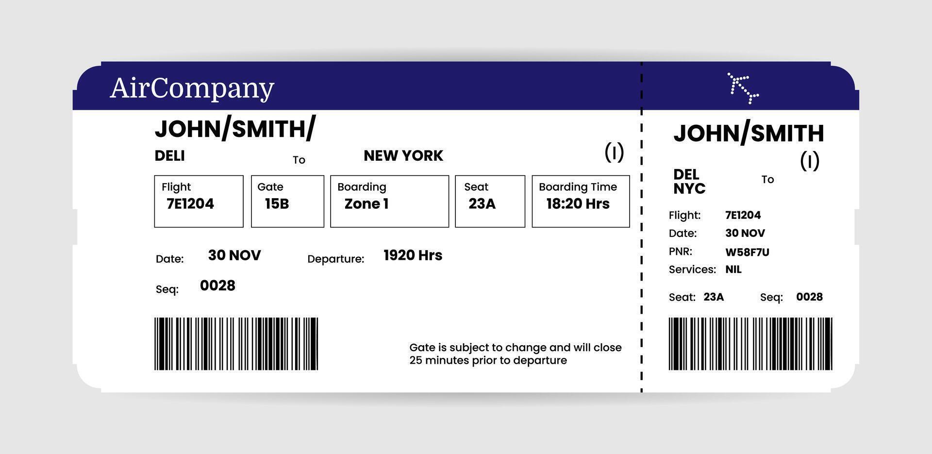 Airplane ticket. Boarding pass ticket template. Airline boarding pass template. Air ticket icon. illustration vector