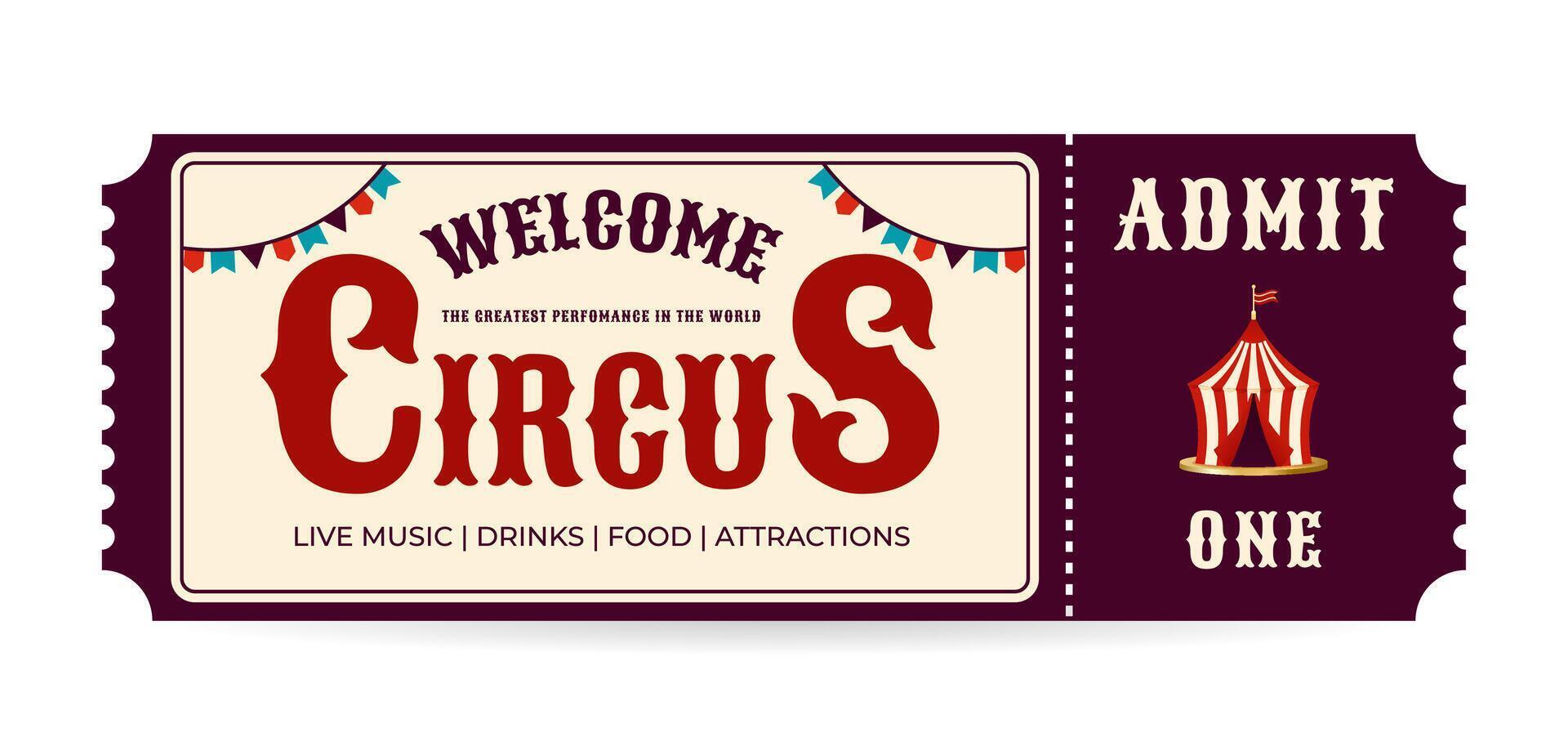 Vintage circus ticket. Flat illustration on white background vector
