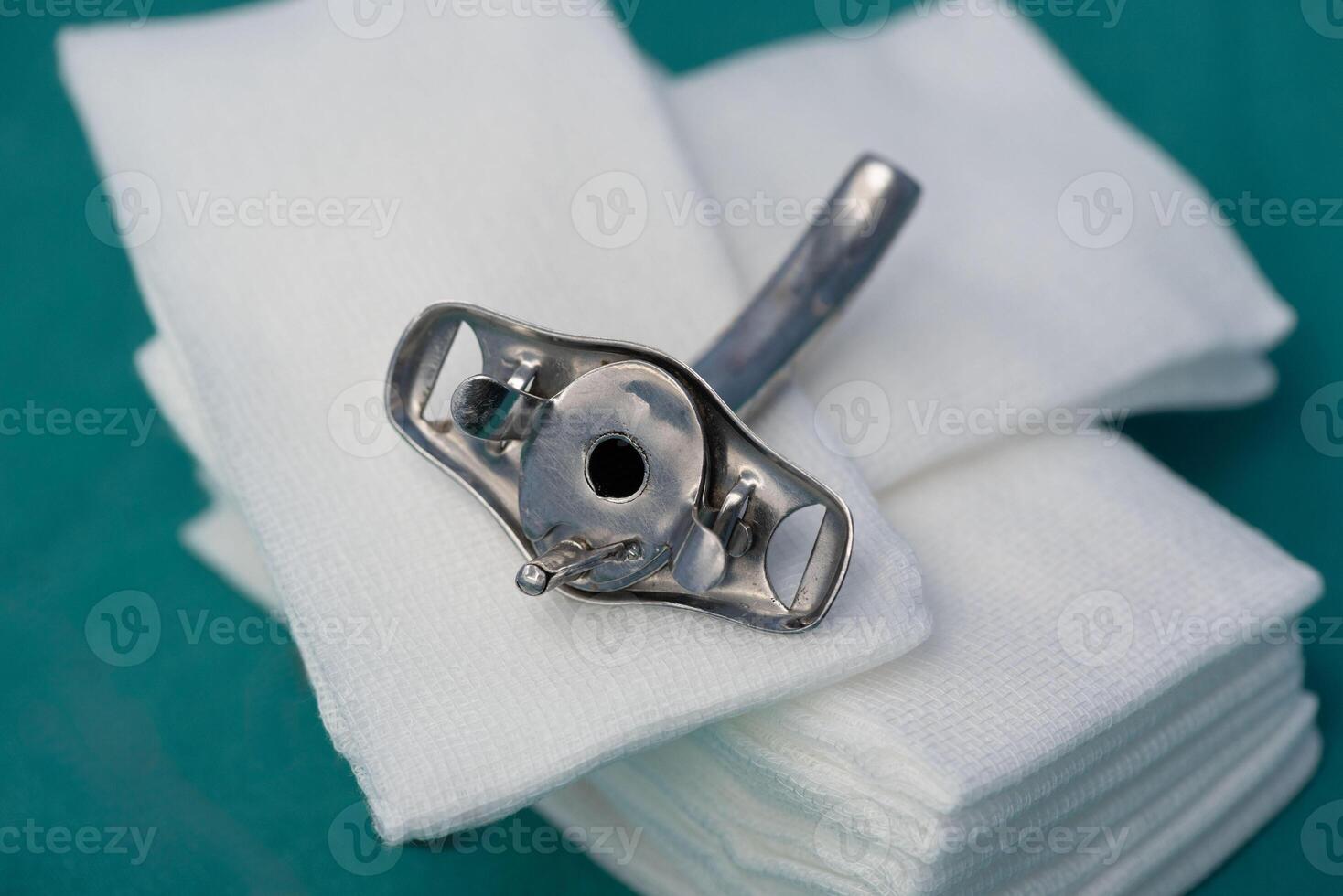 Tracheostomy Tube on sterile gauze photo