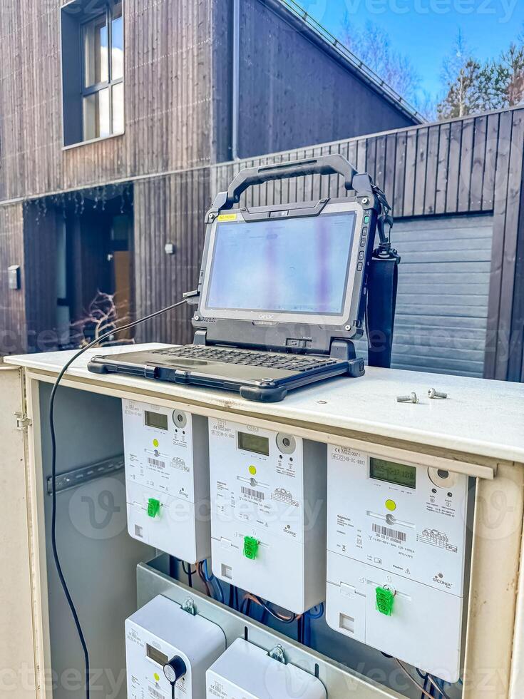 Electrical equipment.energy meter is a device that measures the amount of electric energy consumed by a residence. High quality photo