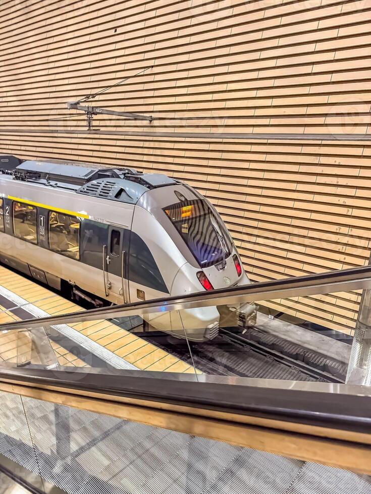 Modern High-Speed Train at Station Platform, Urban Transportation, Public Transit, Travel. High quality photo