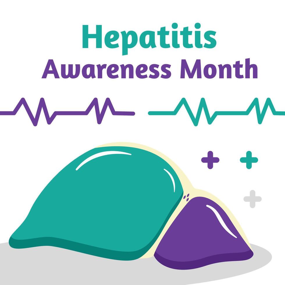 Hepatitis Awareness Month Design with Human Liver and Medical Elements. Liver Disease Prevention Campaign for Healthcare, World Hepatitis Day, and Public Health Education vector