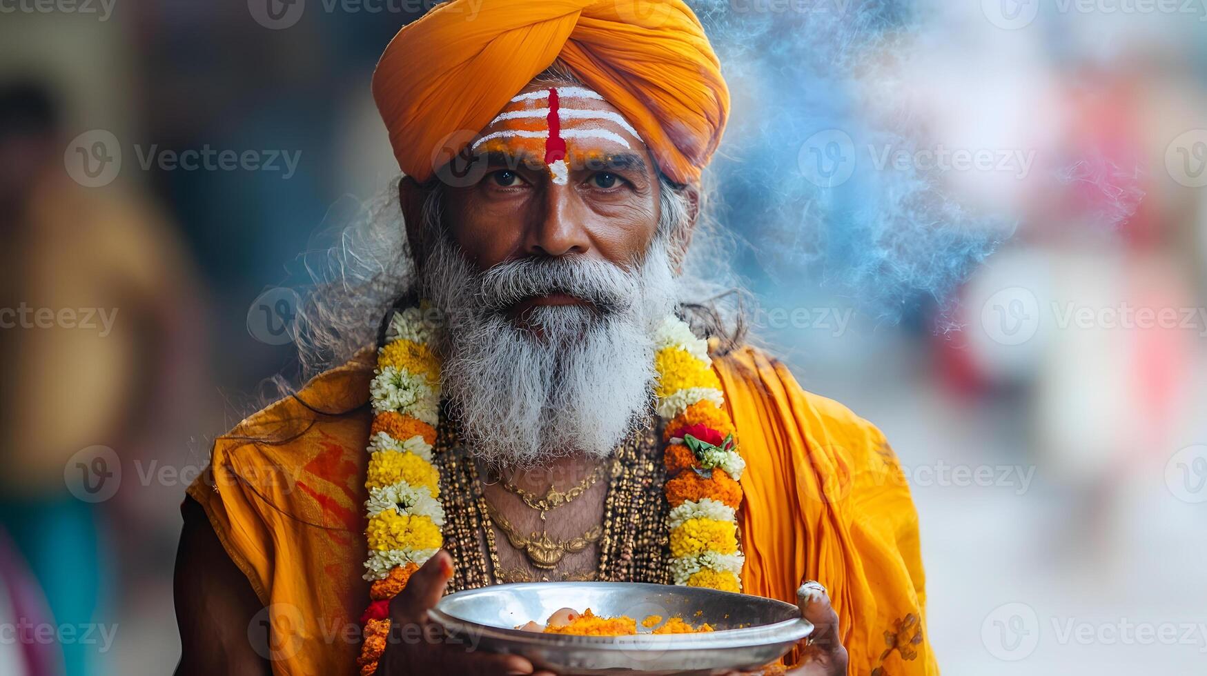 An old man with a long beard and turban photo