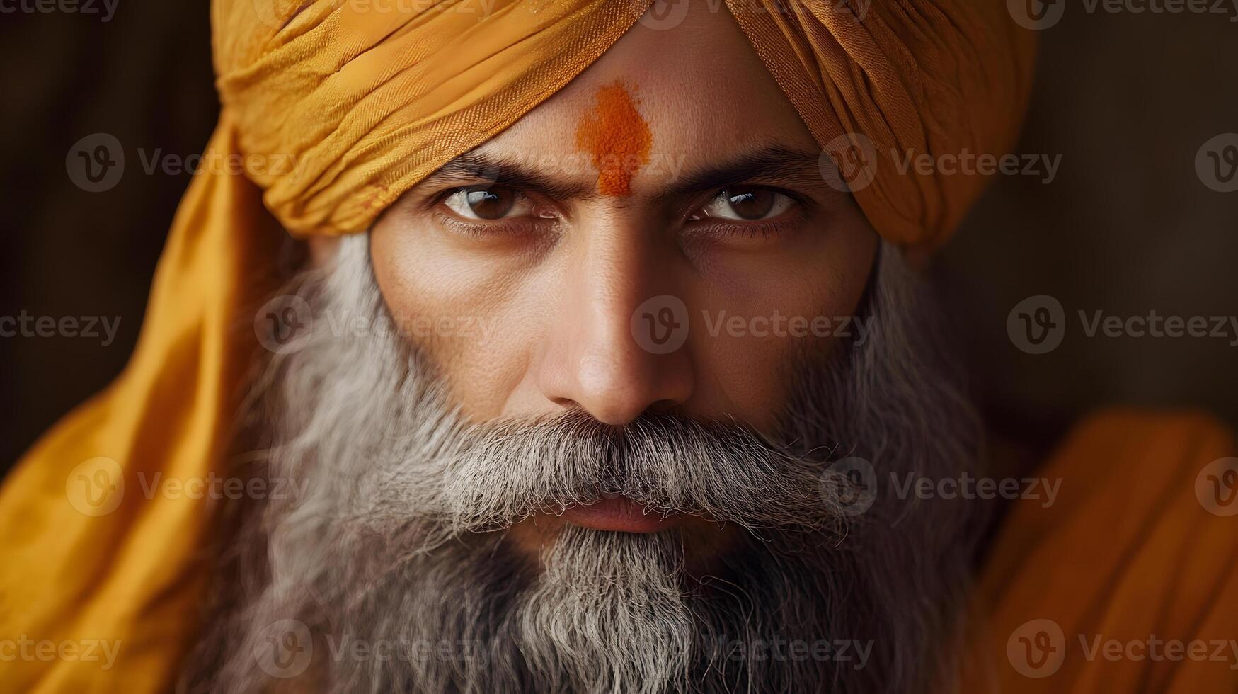 An image of a man with a long beard and turban photo