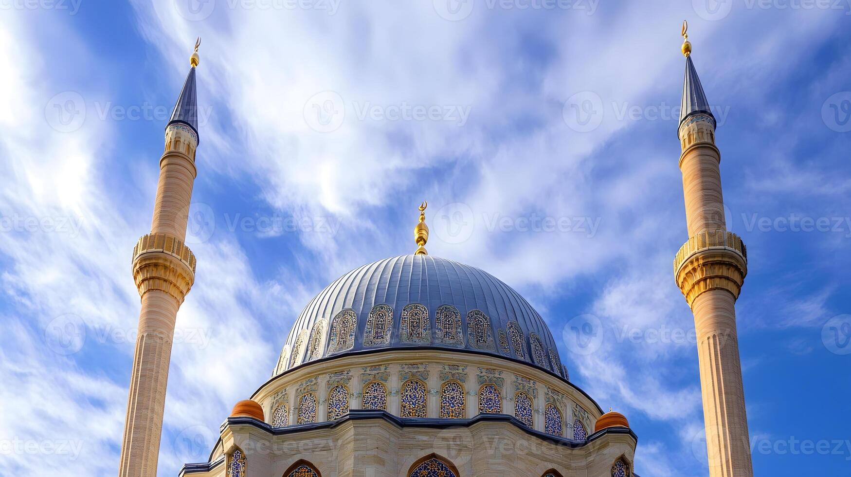 A large white building with two towers photo