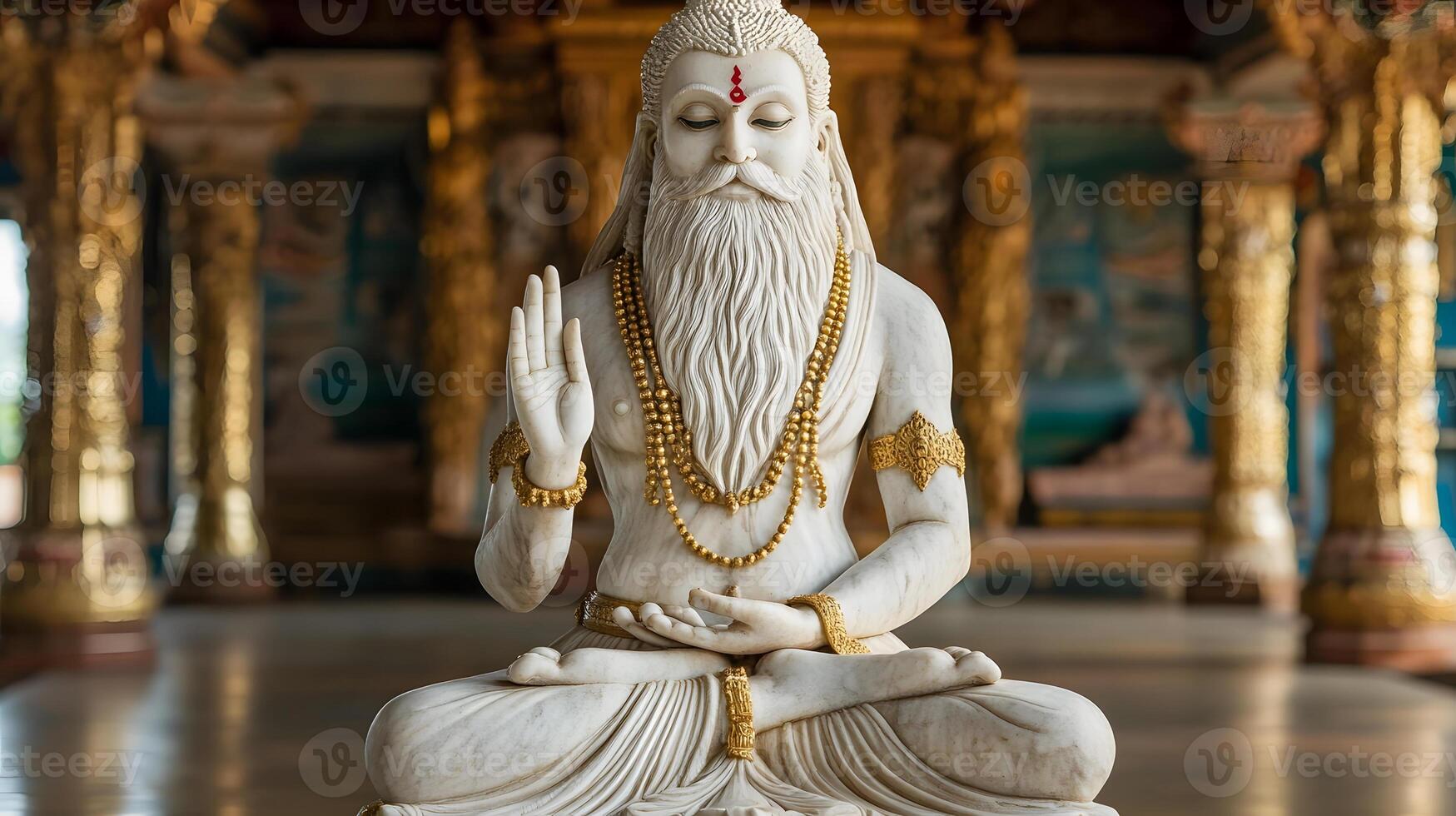A statue of a white man with long hair and beard photo