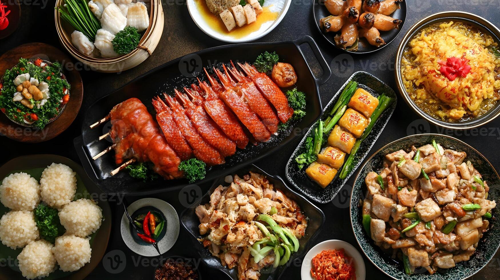 A variety of different types of food on a table photo
