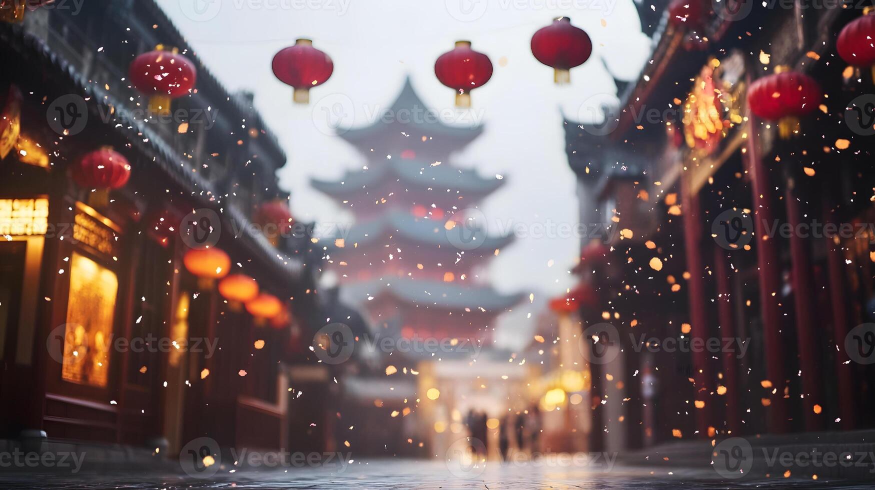 Chinese lanterns in the rain photo