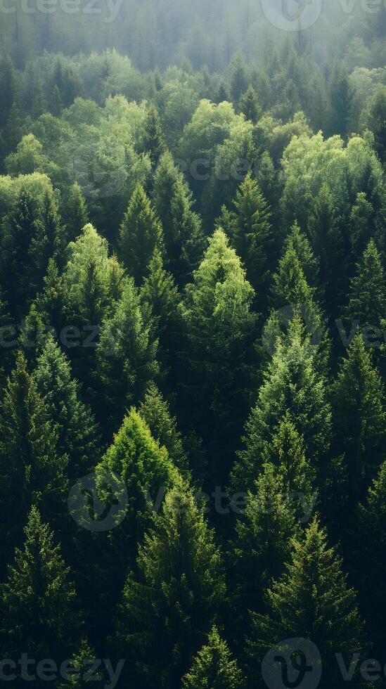 A forest with many trees in the middle of it photo