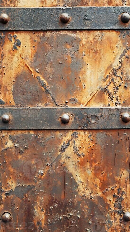 Rusty metal door with rivets and rivets photo