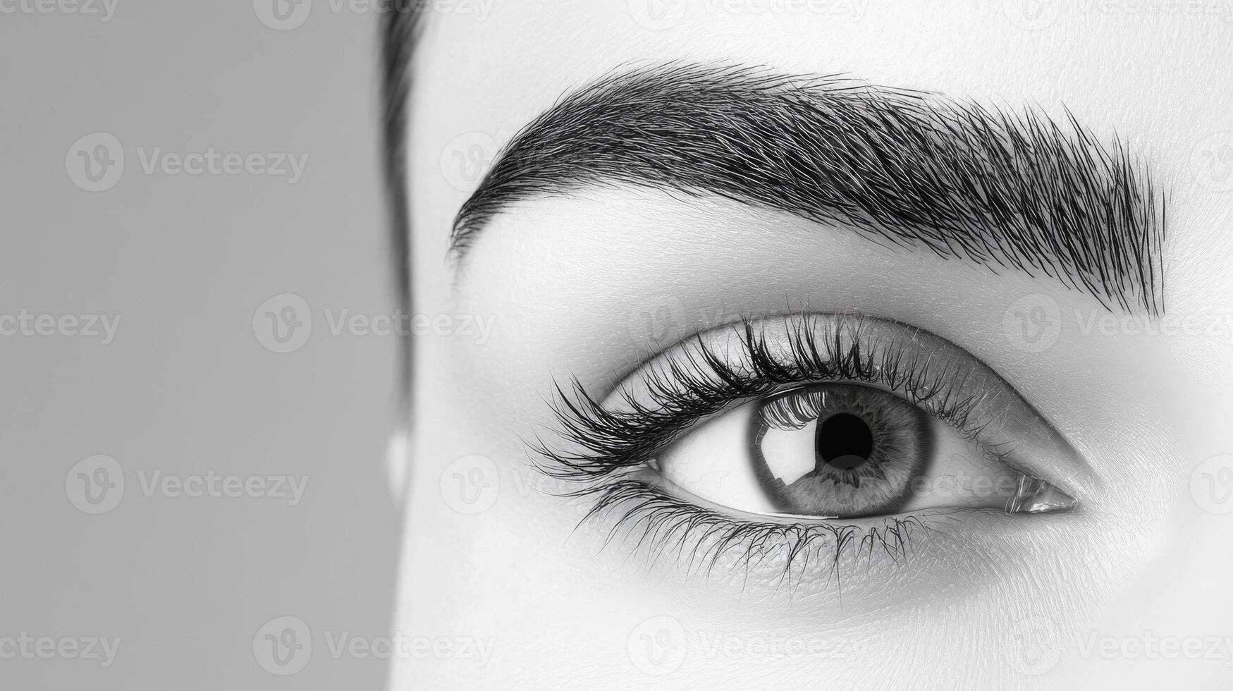 Monochrome Close Up of Human Eye and Defined Eyebrow photo