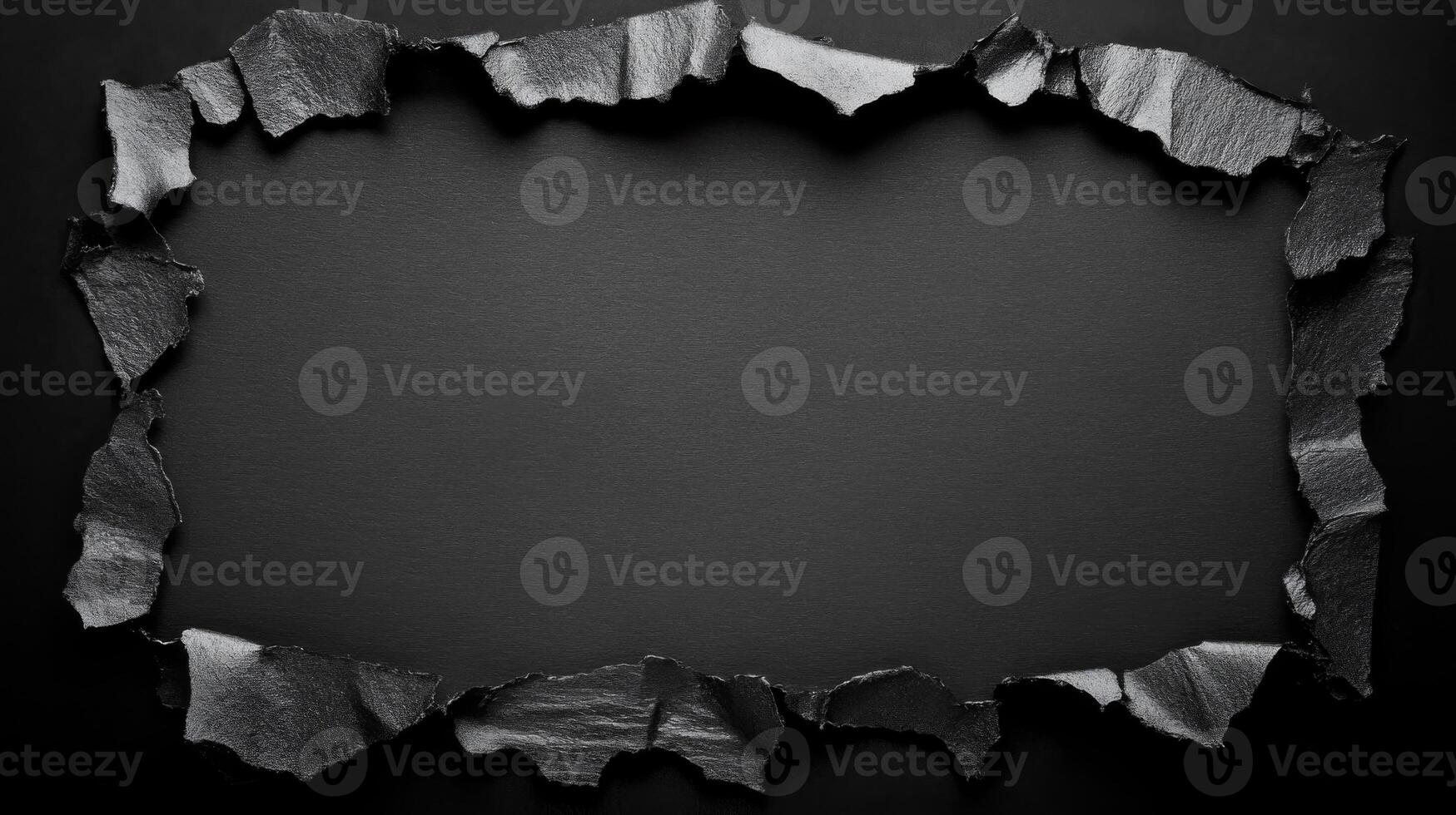 Dramatic Torn Paper Frame Creating Dark Textured Border Effect photo
