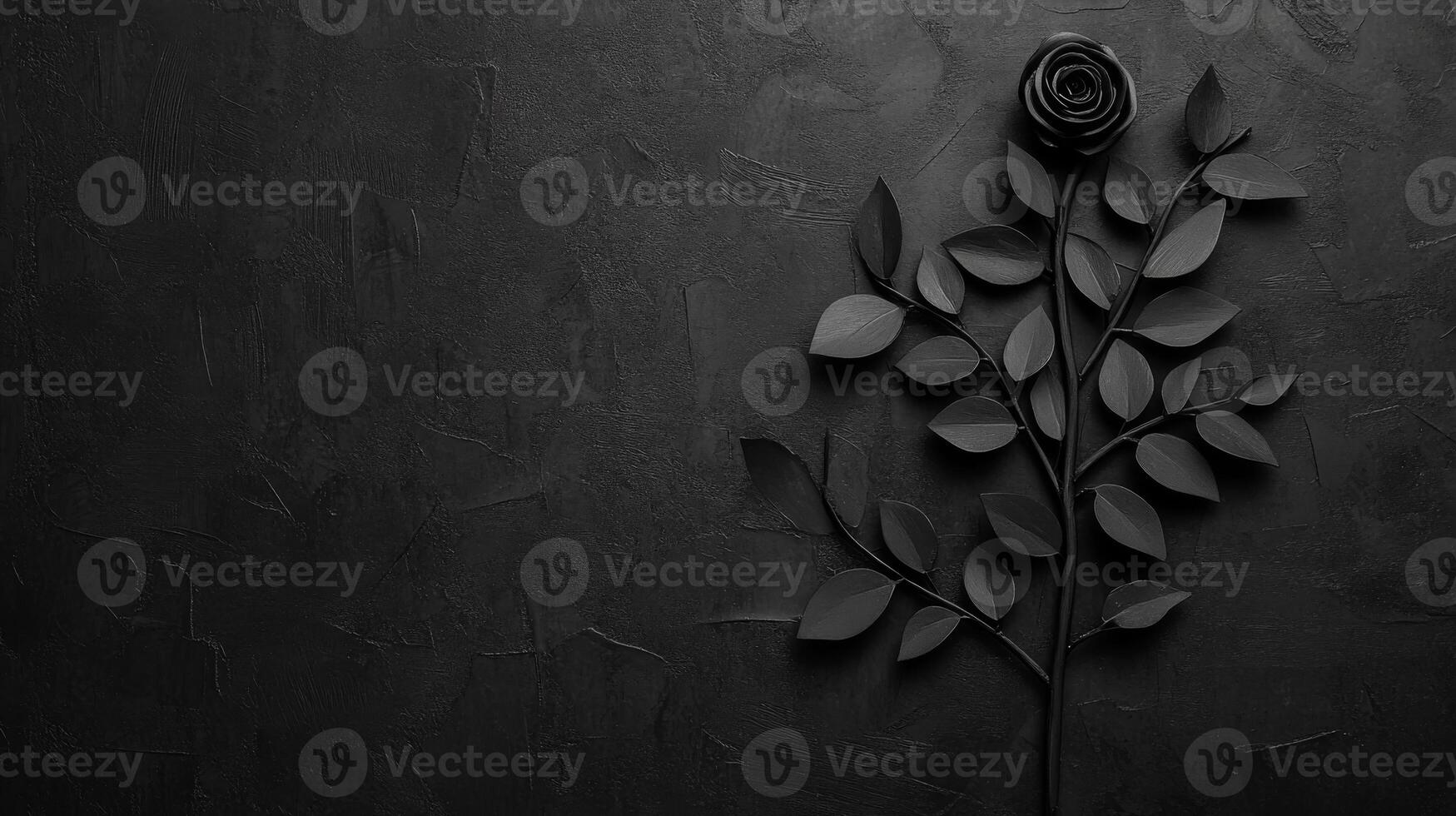 Black Rose On Dark Textured Background photo