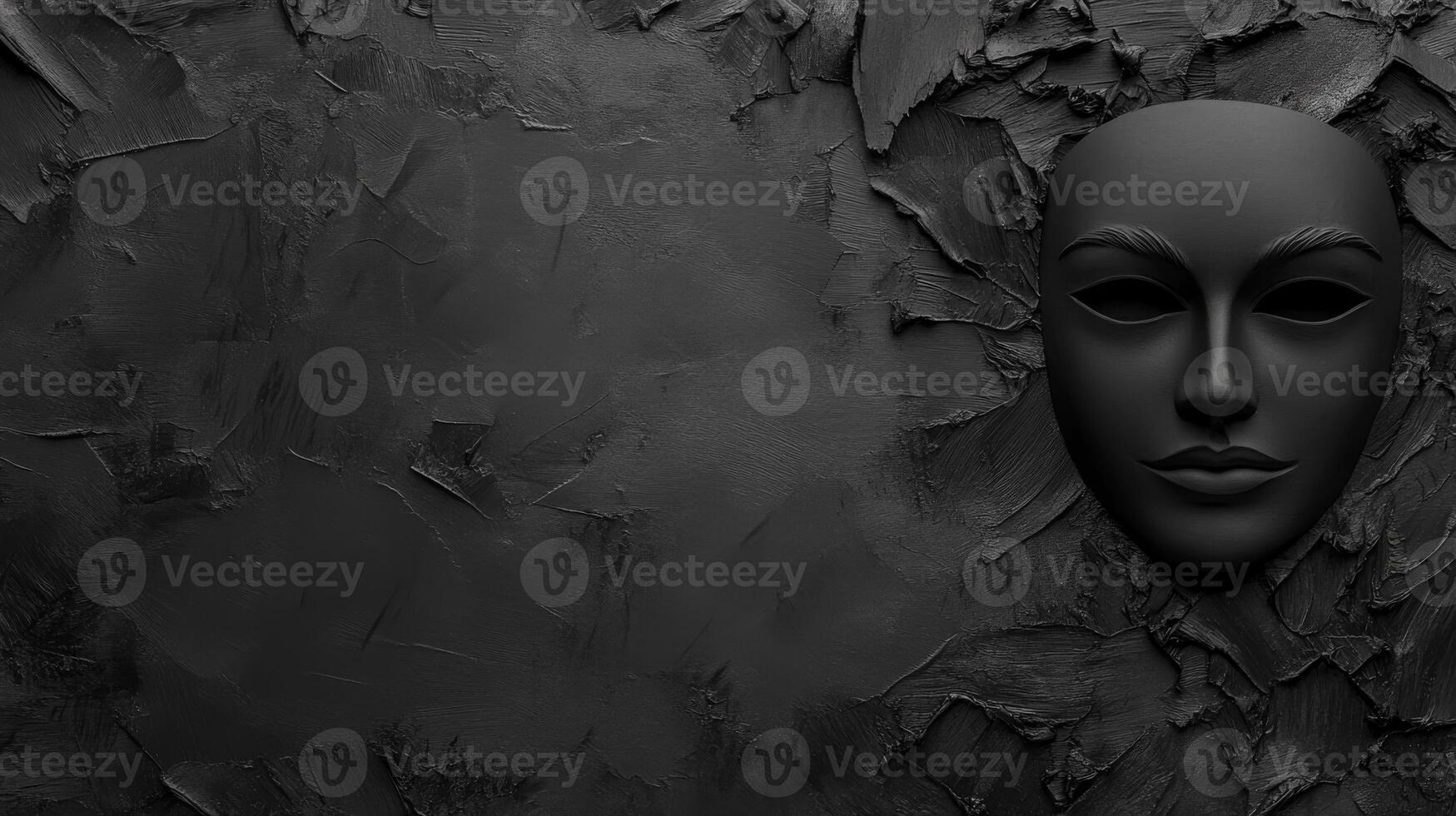 A Darkened Mask Lies Upon a Textured Surface photo