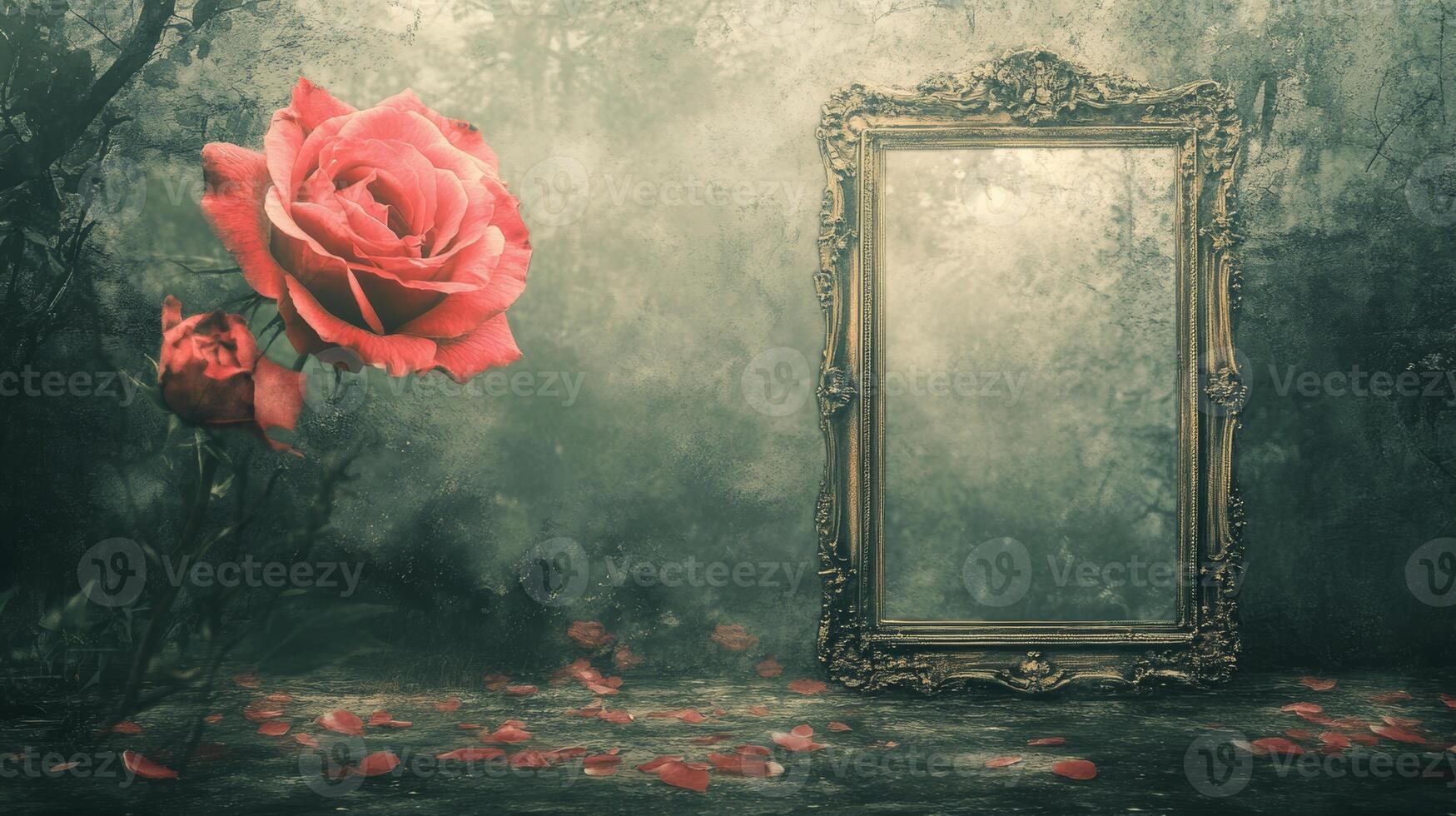 Enchanted Mirror in a Mystical Forest Setting photo