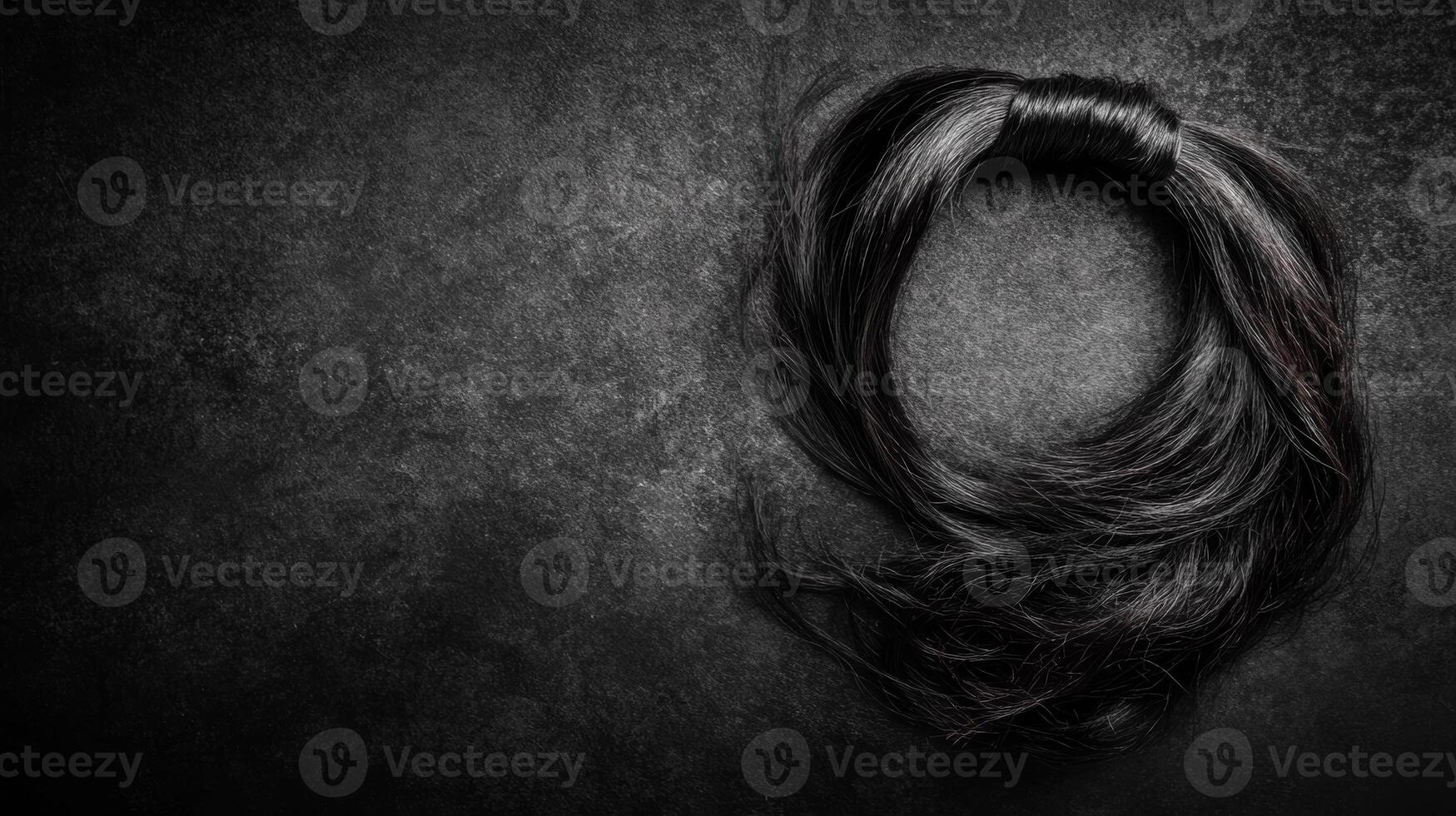 Tied Hair Strand on a Deep Gray Plane photo