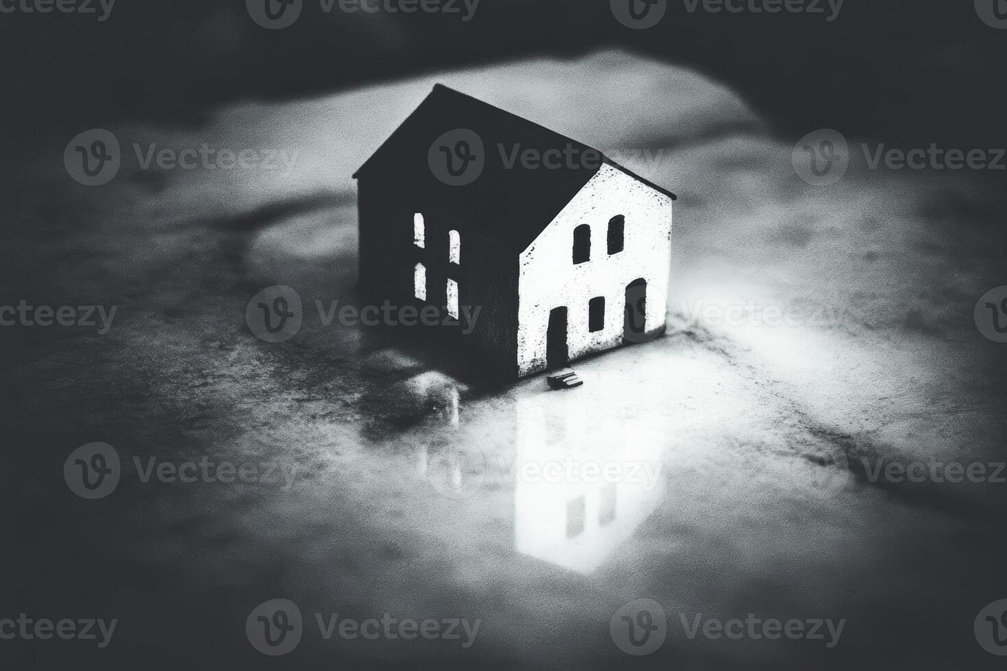 Black and White House on a Dark Surface photo
