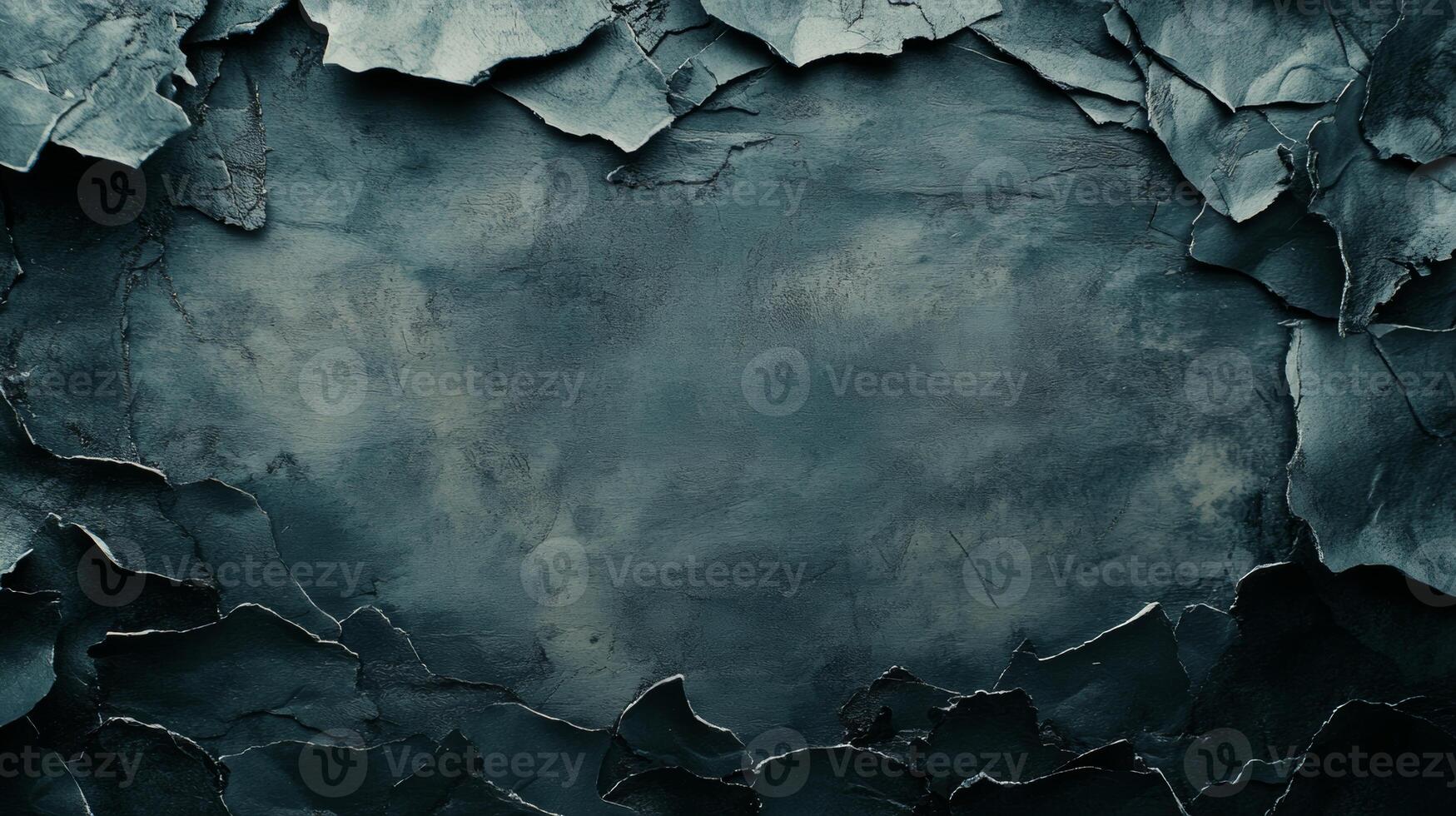 Dark Textured Frame with Jagged Edges Around Teal Center photo