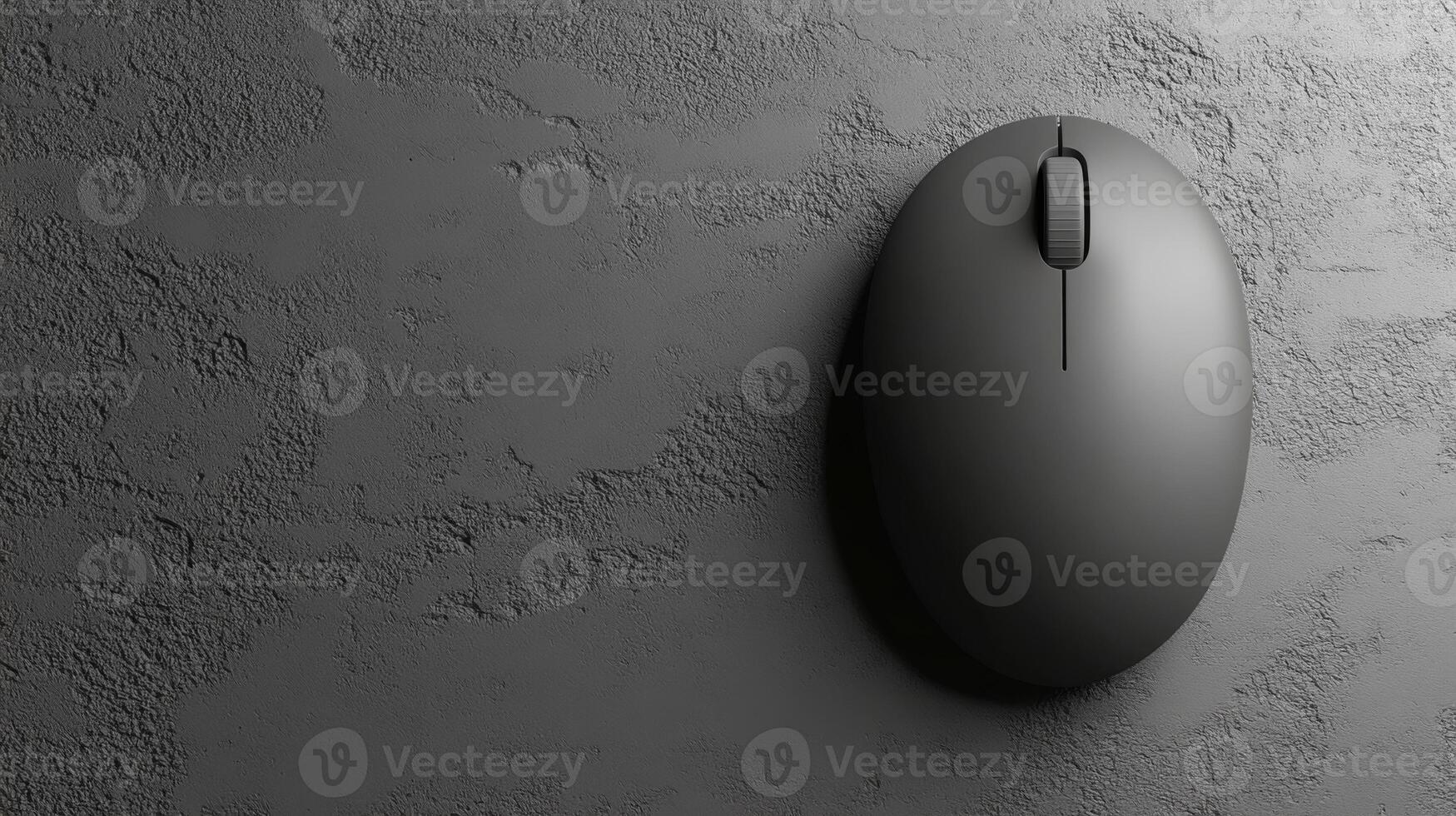 Sleek Gray Wireless Mouse on a Matter Dark Gray Background photo