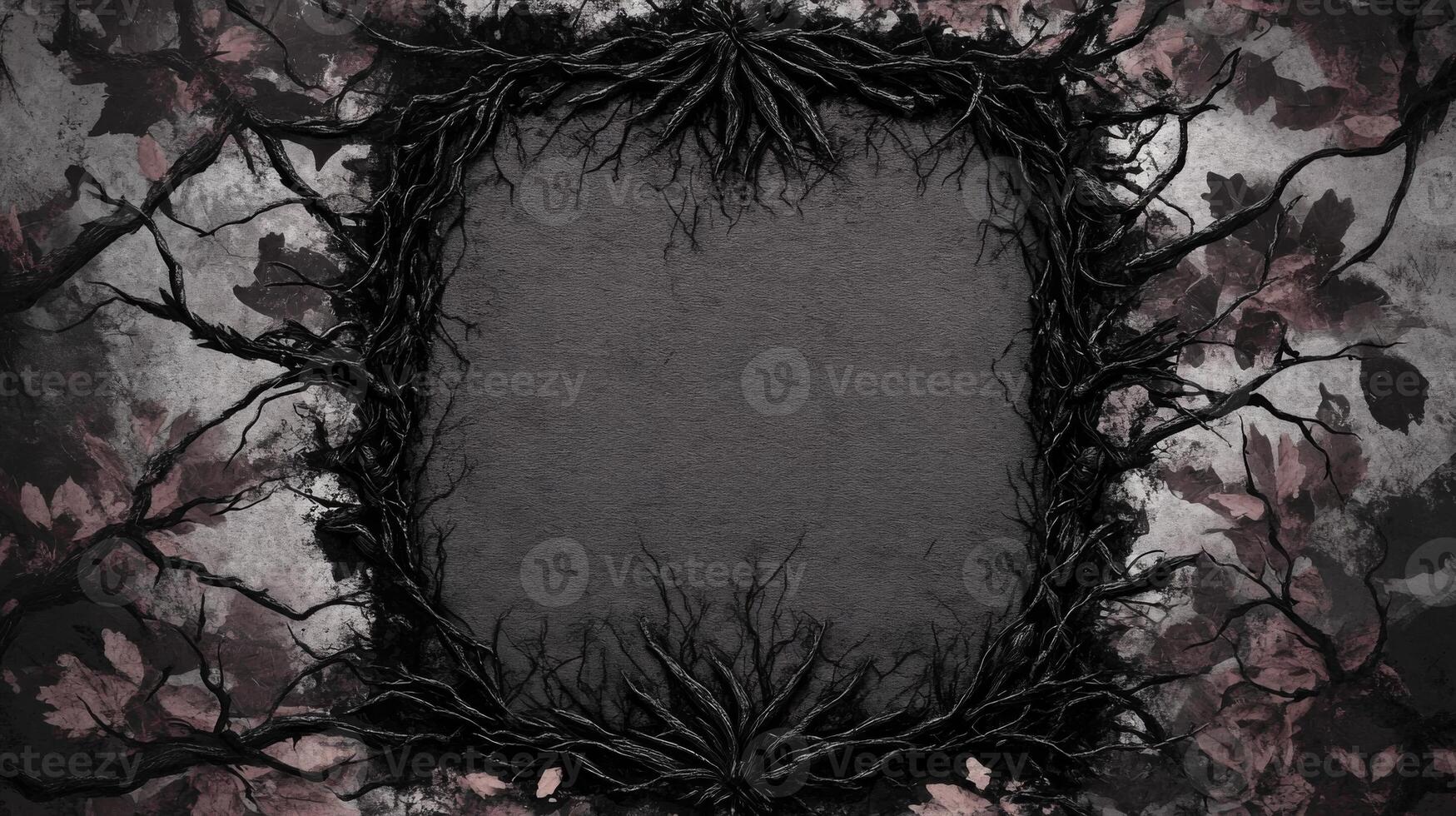 Darkened Ornate Frame on a Distressed Floral Backdrop photo
