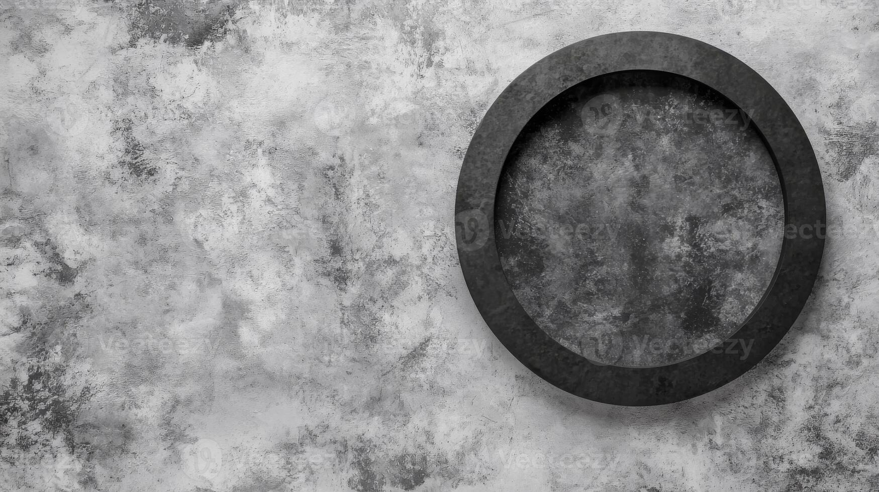 Simple Black Circular Frame on a Weathered Gray Stone Surface photo