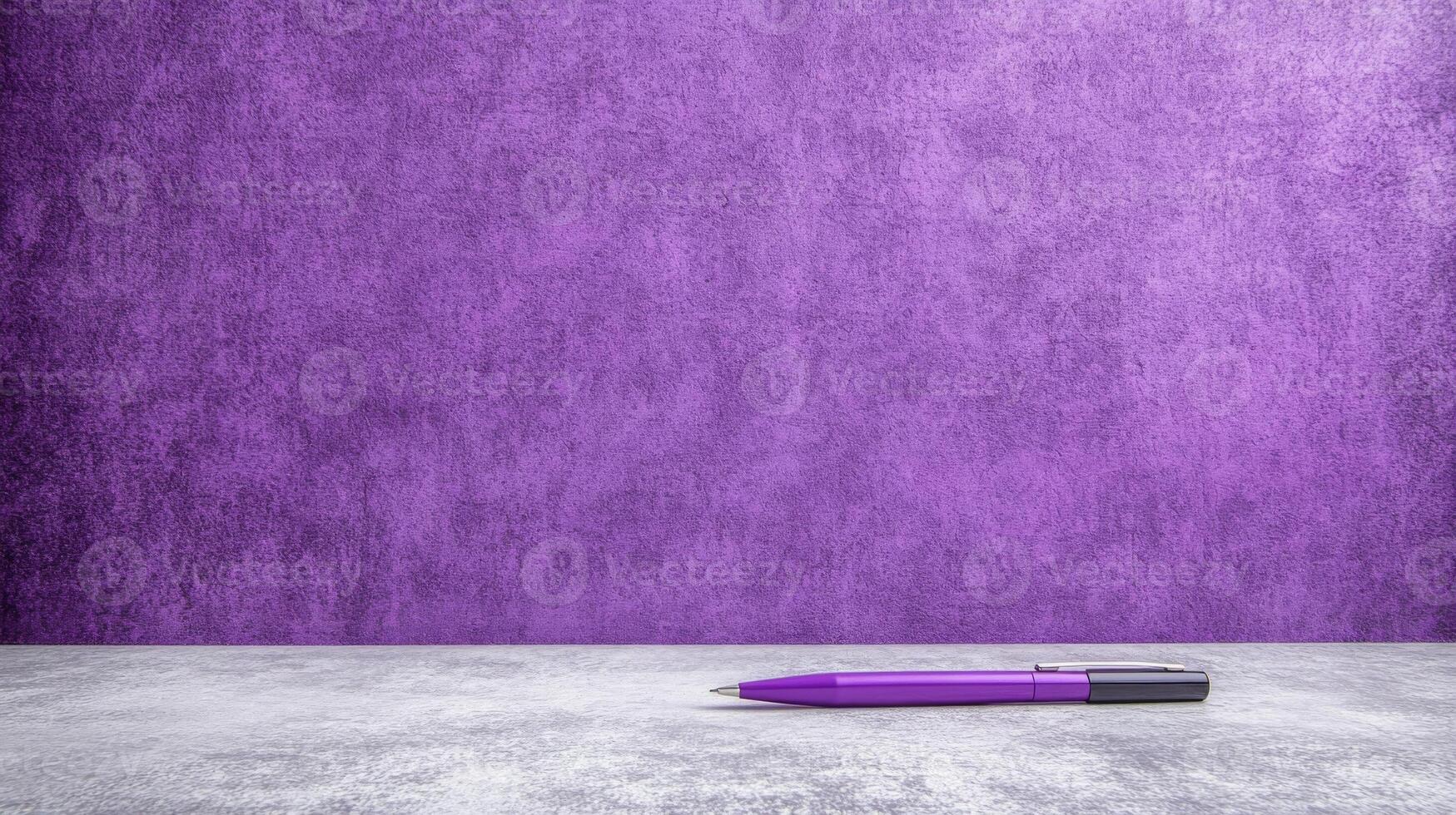 Purple Pen on a Light Gray Surface with a Vibrant Purple Wall photo