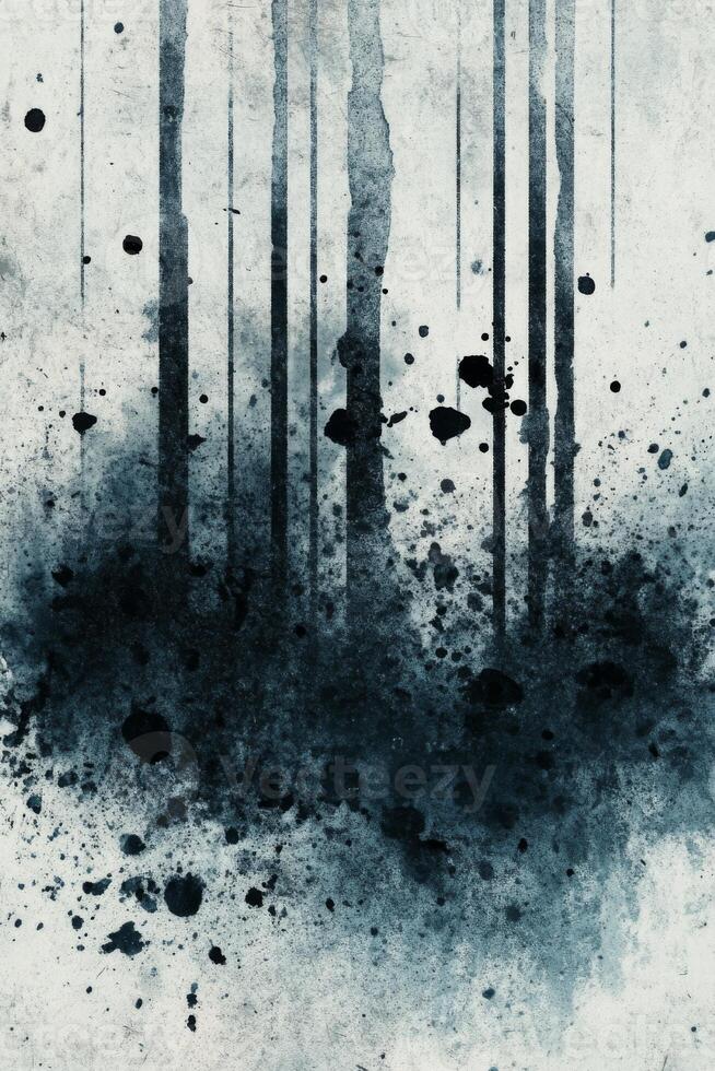 Tall Black Tree Trunks in a Misty Abstract Watercolor Forest Scene photo