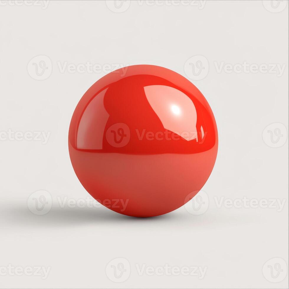 Shiny Red Sphere with Glossy Surface Reflection on Light Background photo
