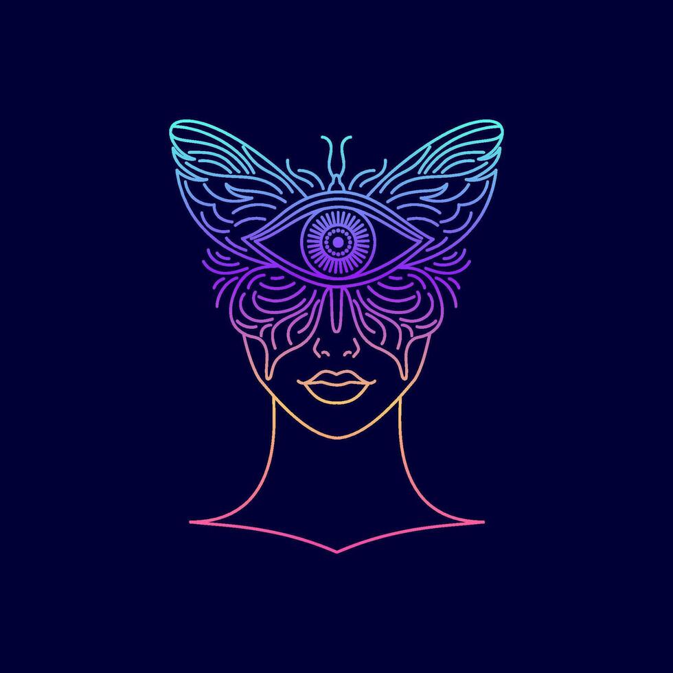 Female face covered with butterfly. vector