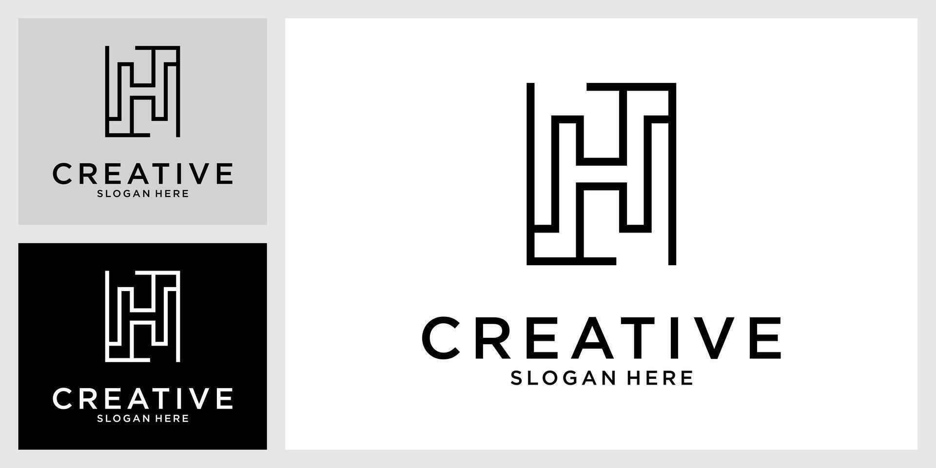 H or HH initial letter logo design template vecto vector
