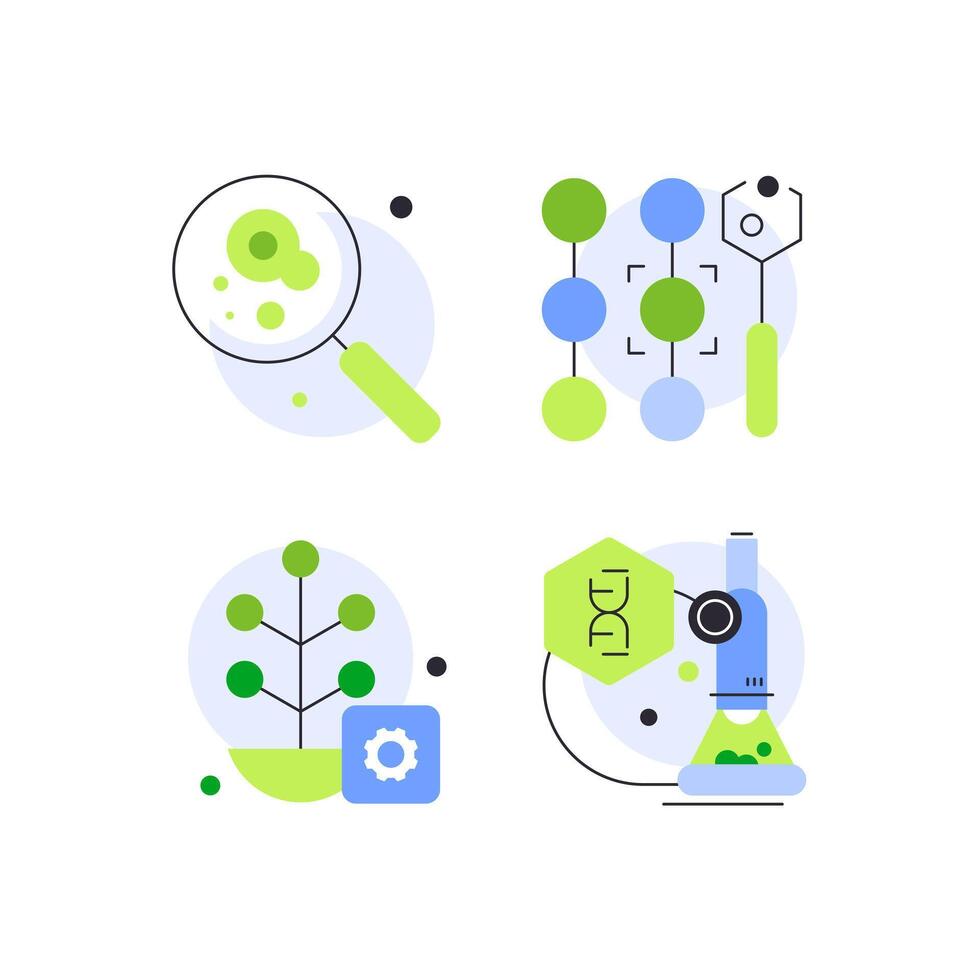 Biotech and bioengineering. Set of doodles vector
