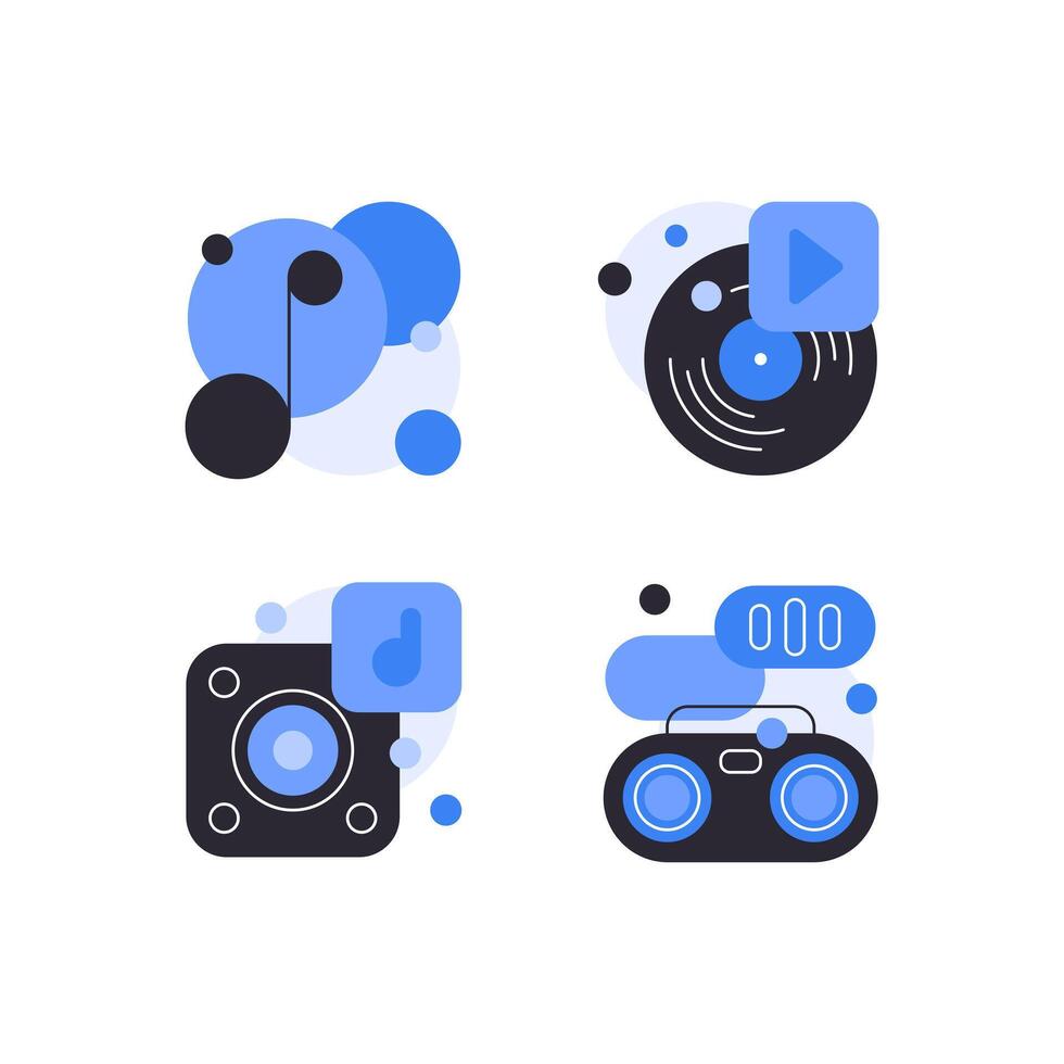 Music and digital sound. Set of flat art icons vector