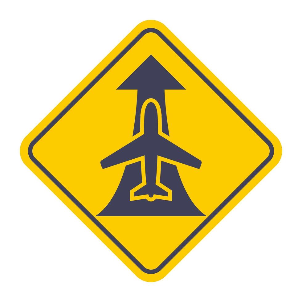 Flat image of black silhouette of passenger plane taking off, vector