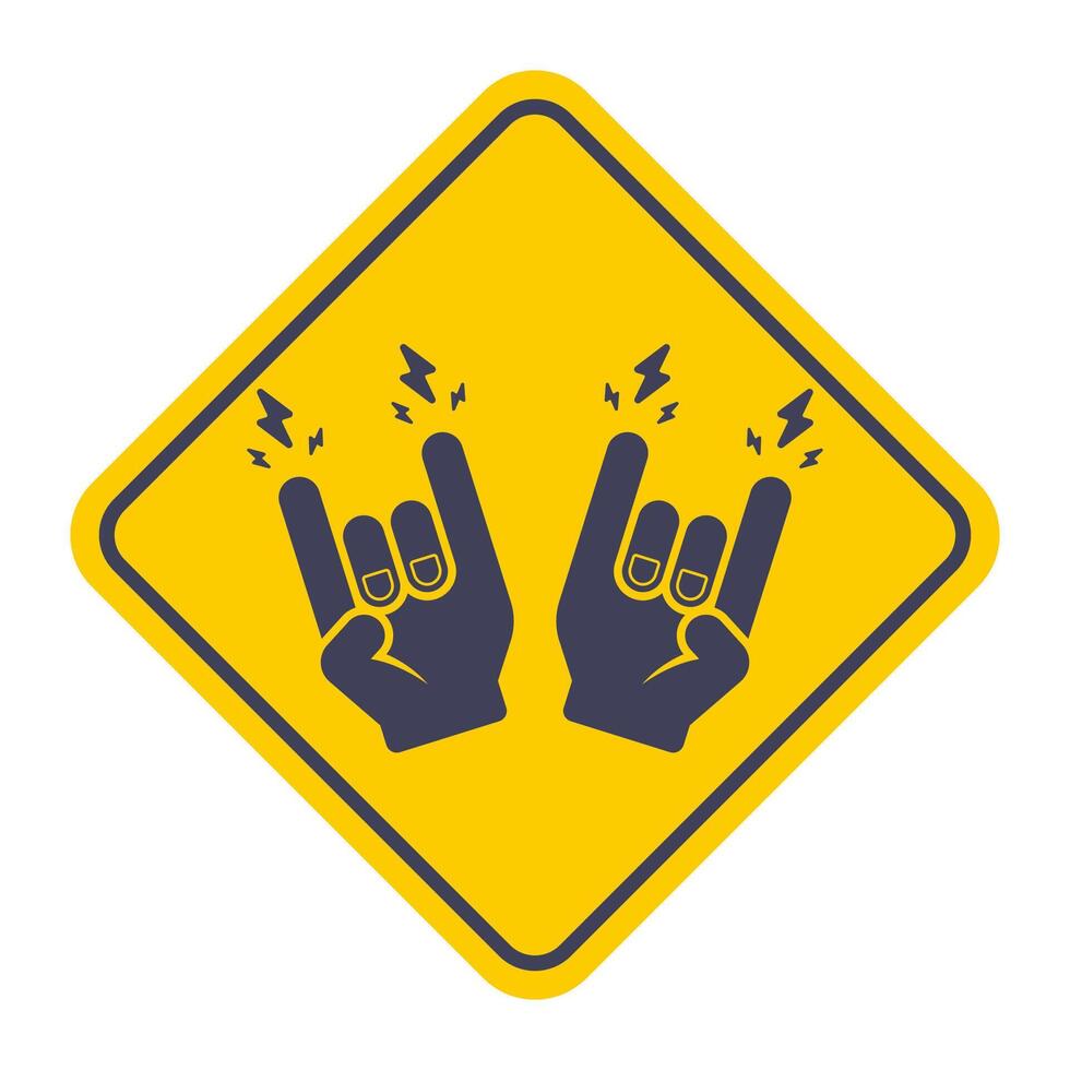 Hand making rock gesture. Black icon vector