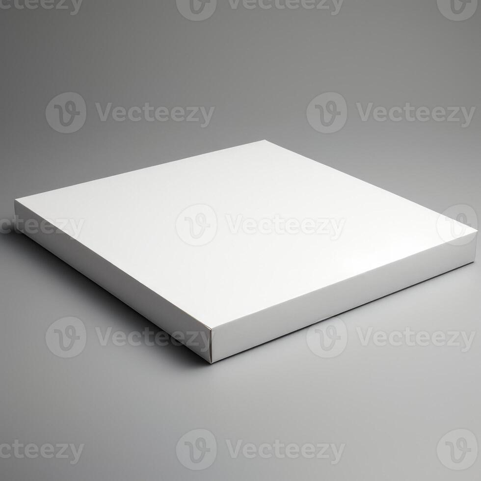 white clean pizza box template, isolated on grey background photo