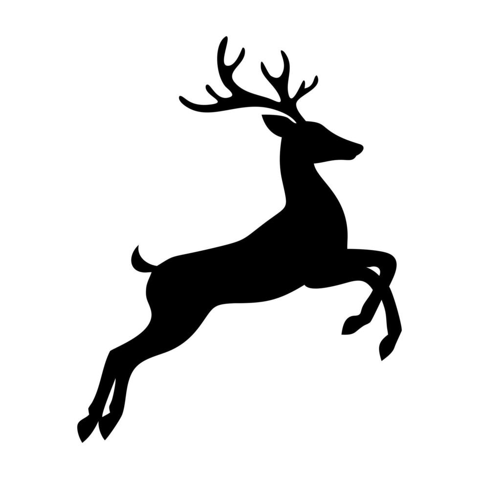 Deer silhouette illustration with antlers in white vector