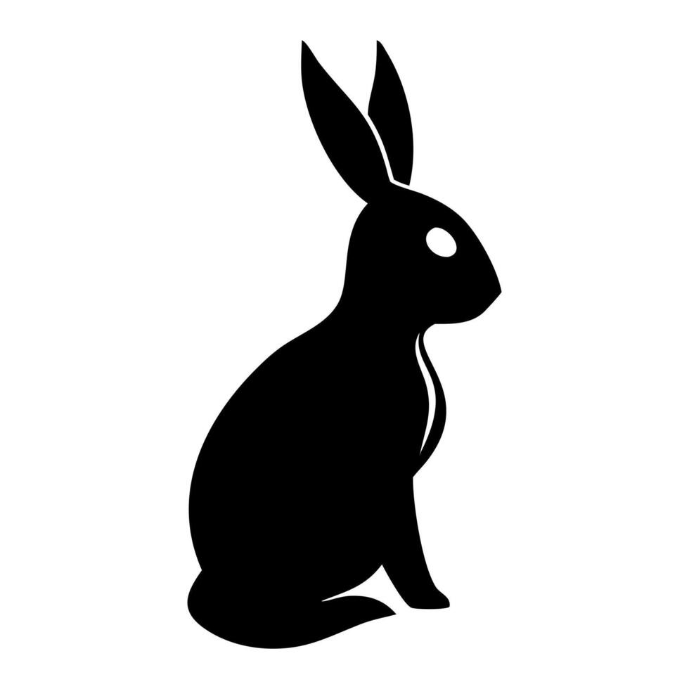 Simple Bunny Silhouette Black Rabbit in Illustration vector