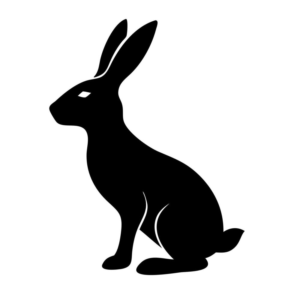 Minimalist Black Rabbit Silhouette in Form vector