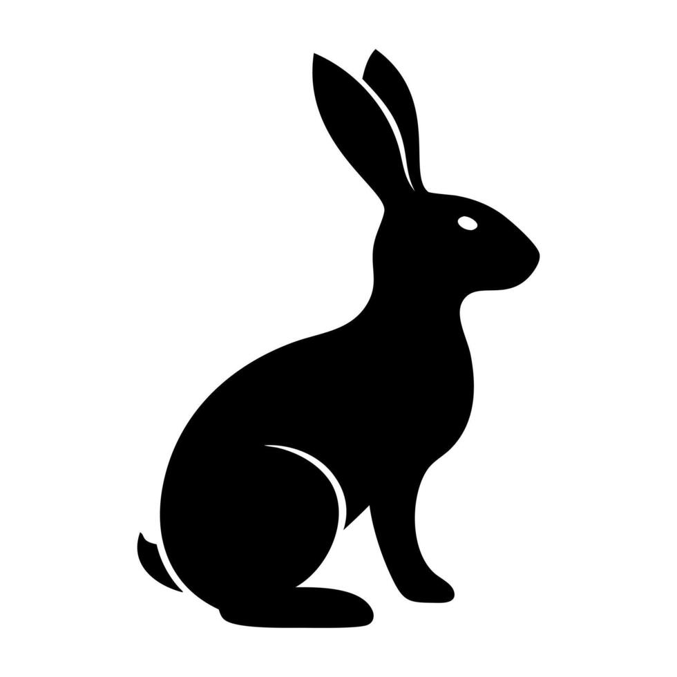 Charming Black Rabbit Silhouette in Minimalist Style vector