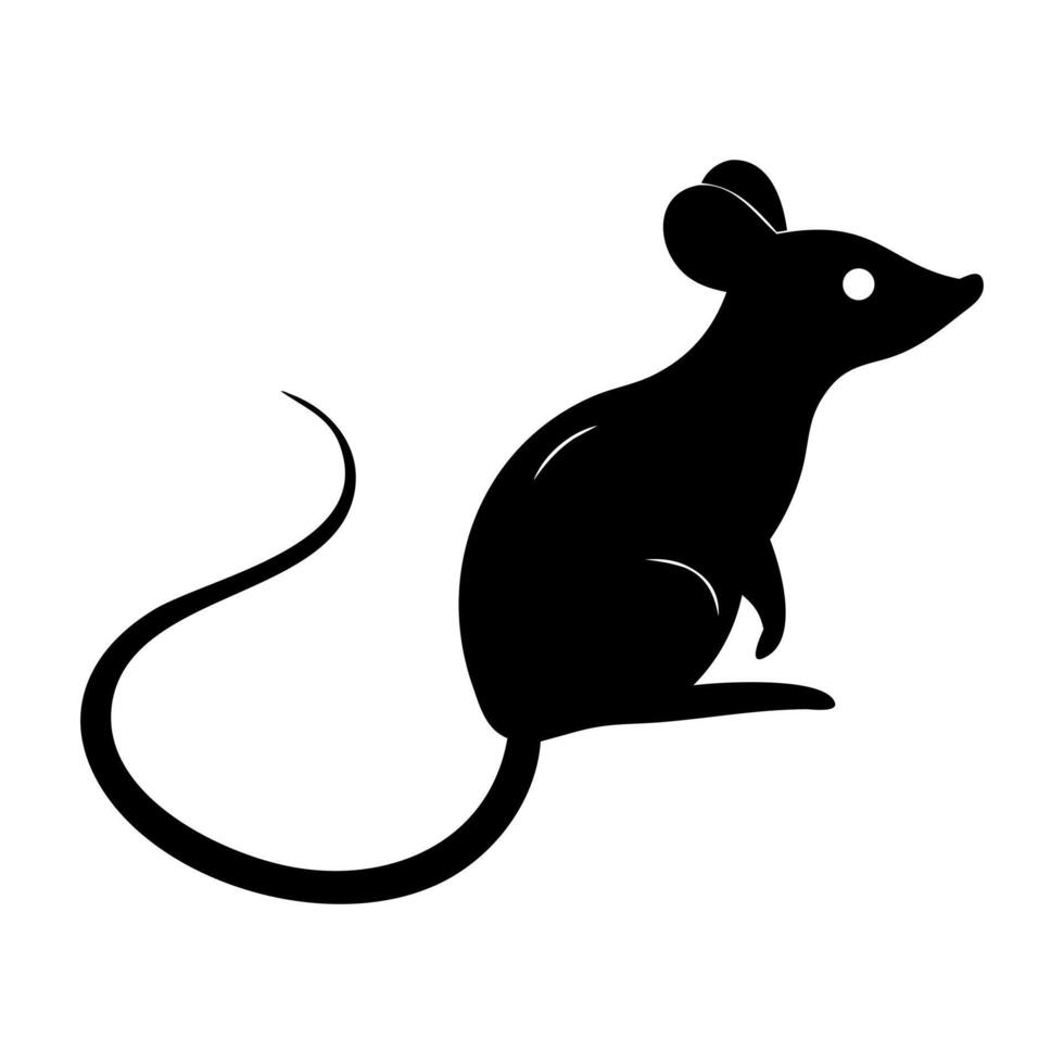 Black Mouse Silhouette Isolated on White Background vector