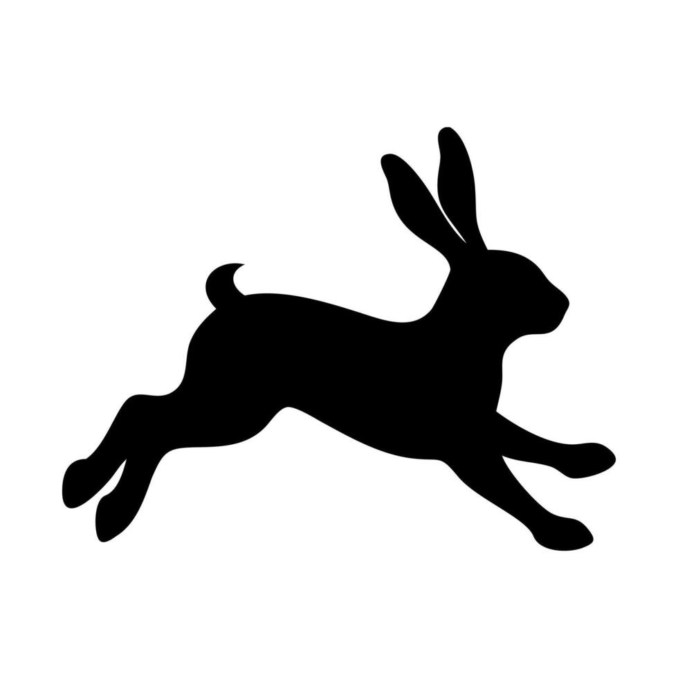 Cute Black Rabbit Silhouette Design in Simple Style vector