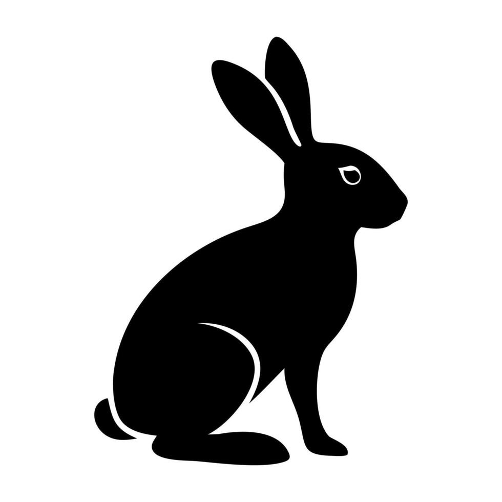 Silhouette of a Cute Rabbit Bold Black Artwork vector