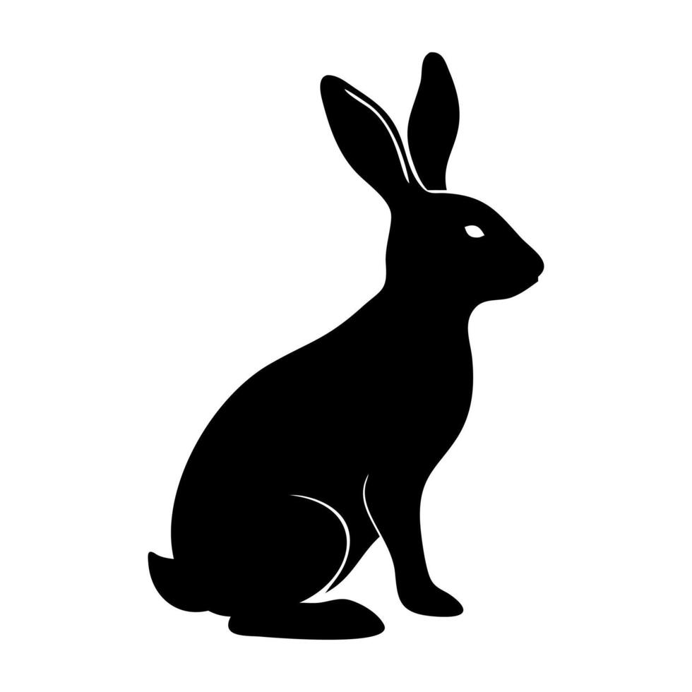 Black silhouette of a cute rabbit in a illustration style vector