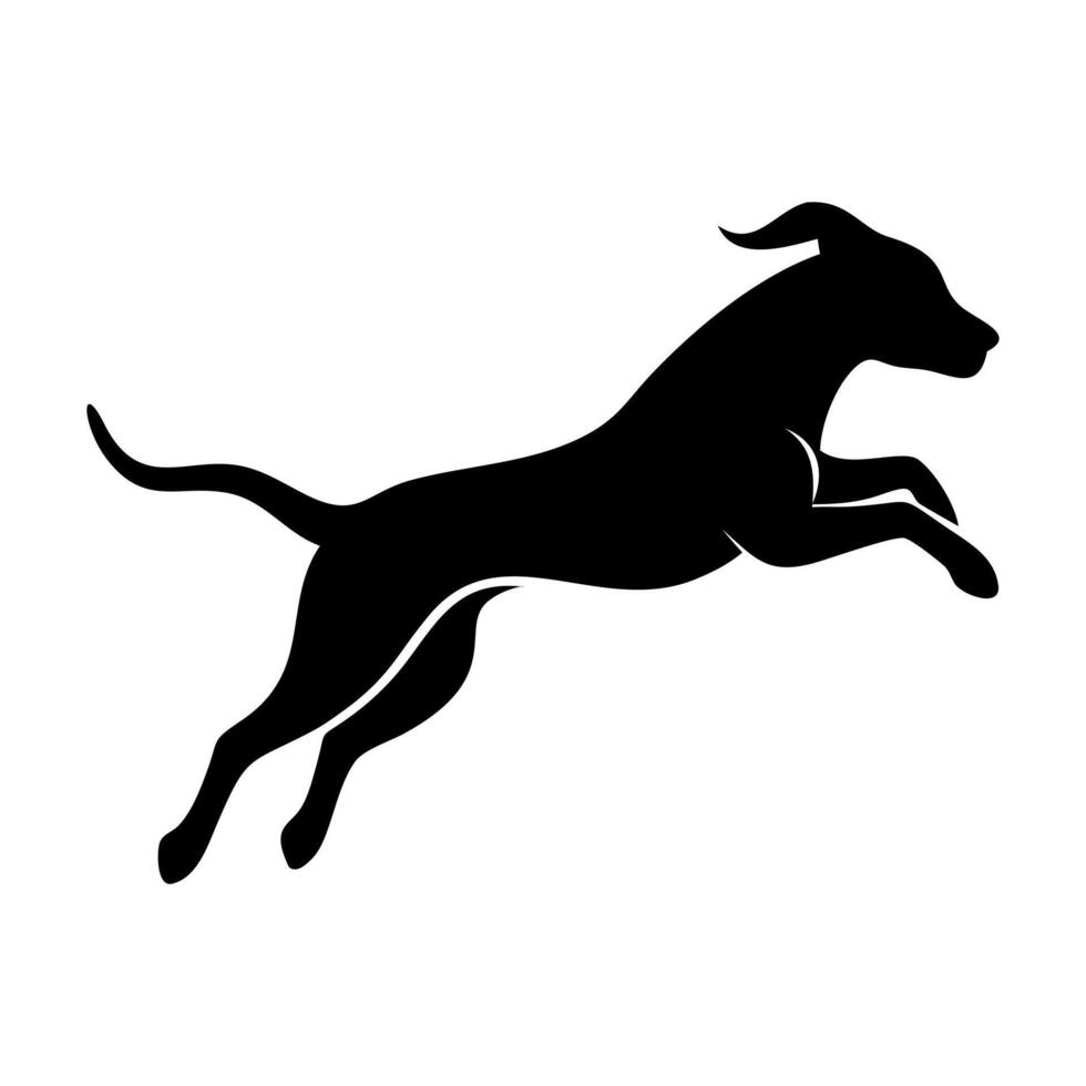 Graceful Motion Dog Running Silhouette on Black White Canvas vector