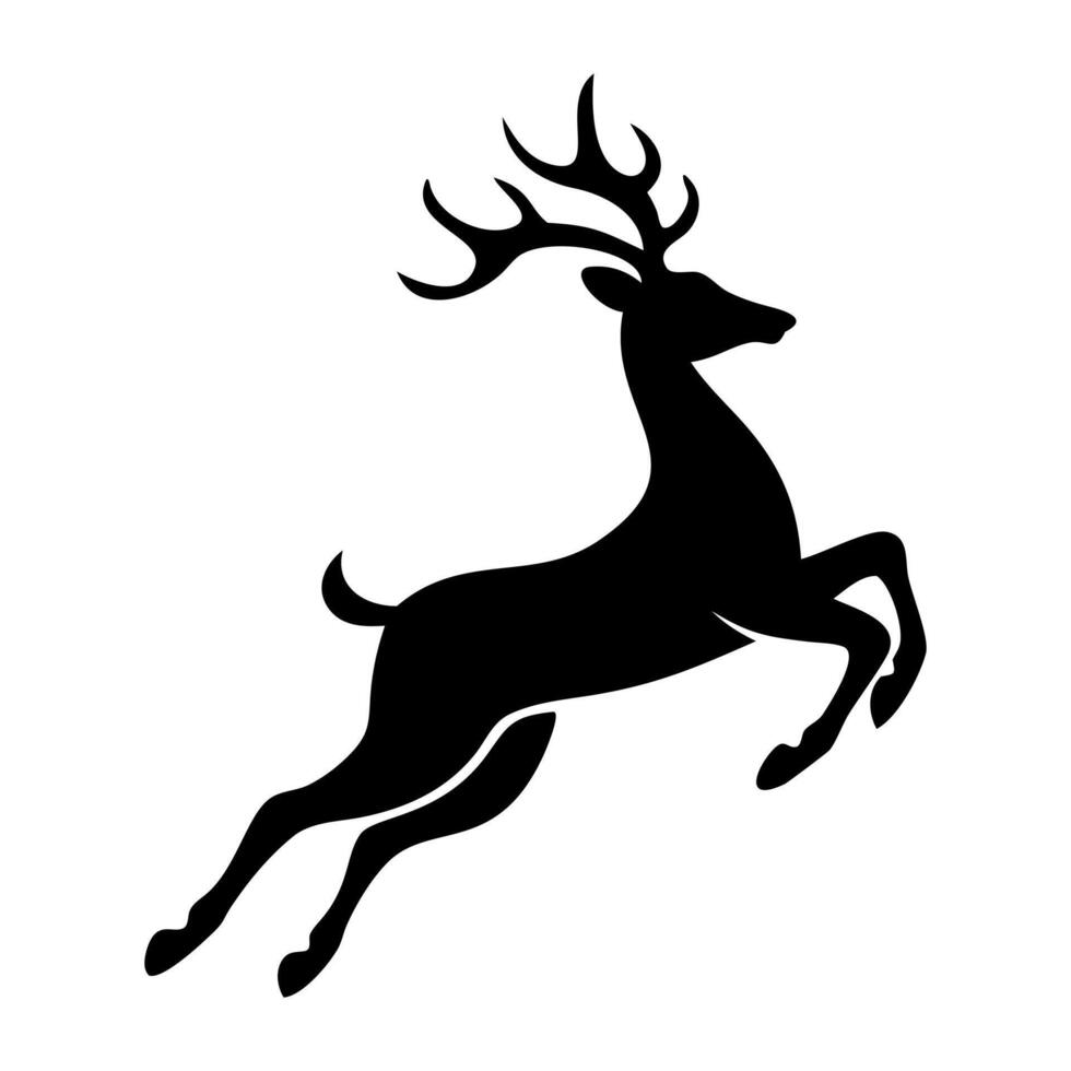 Deer silhouette illustration with antlers in white background vector