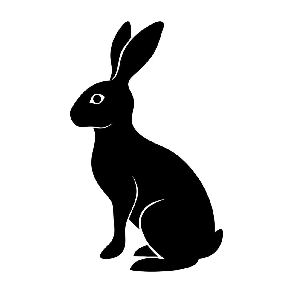 Adorable Black Rabbit Silhouette Art Design vector